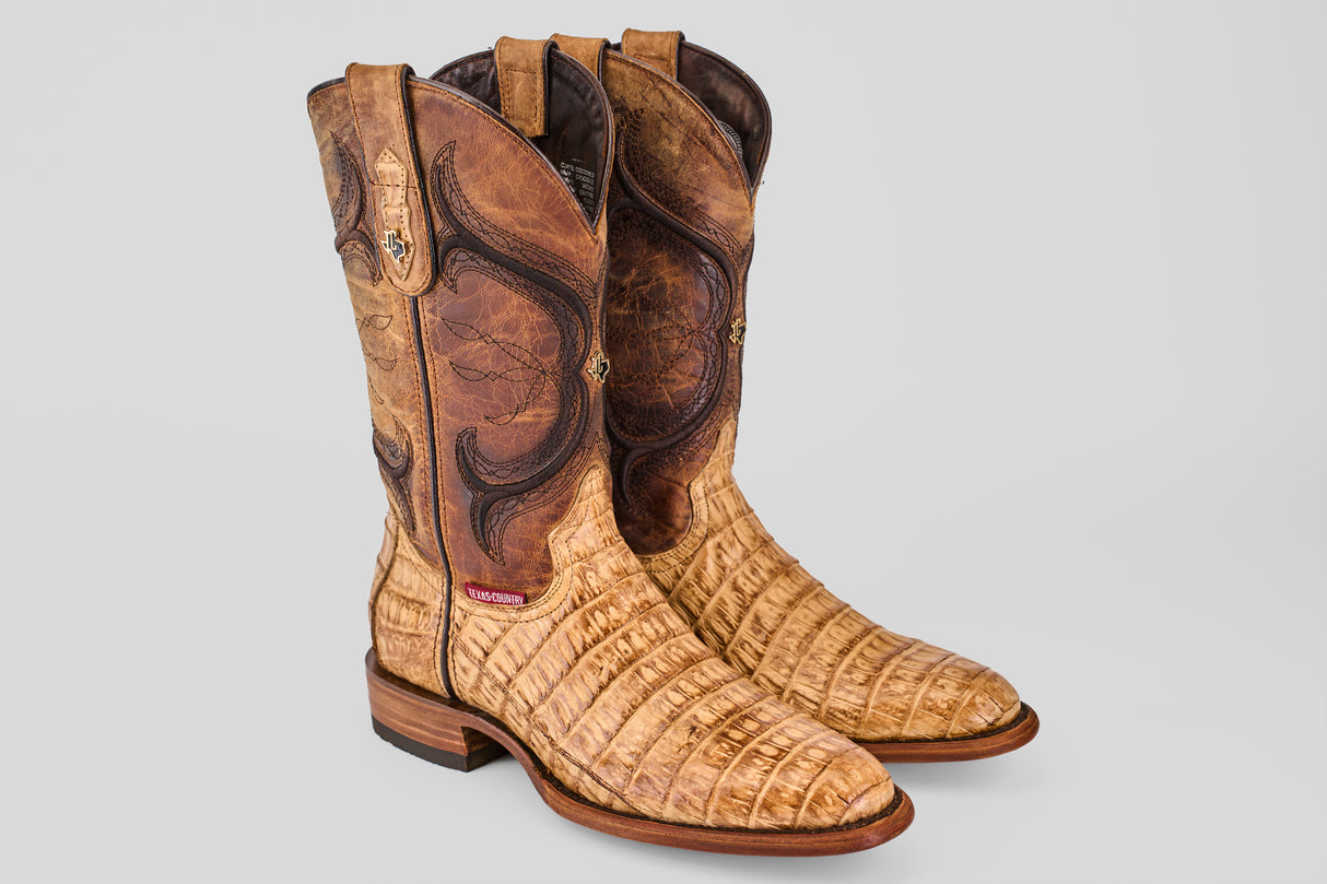 Exotic Caiman Belly - Fawn - Round Toe