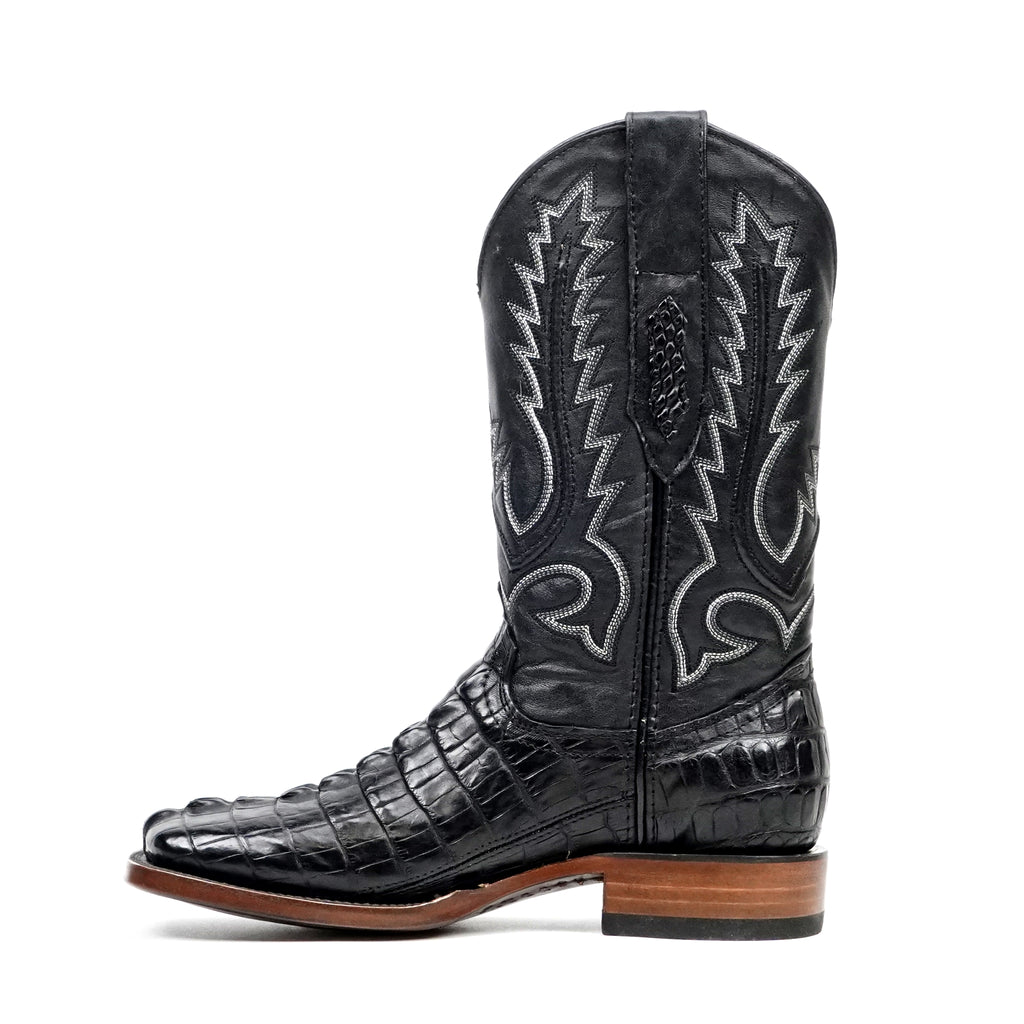 James Aligator Tail Boots - Black - Square Toe (LG10)
