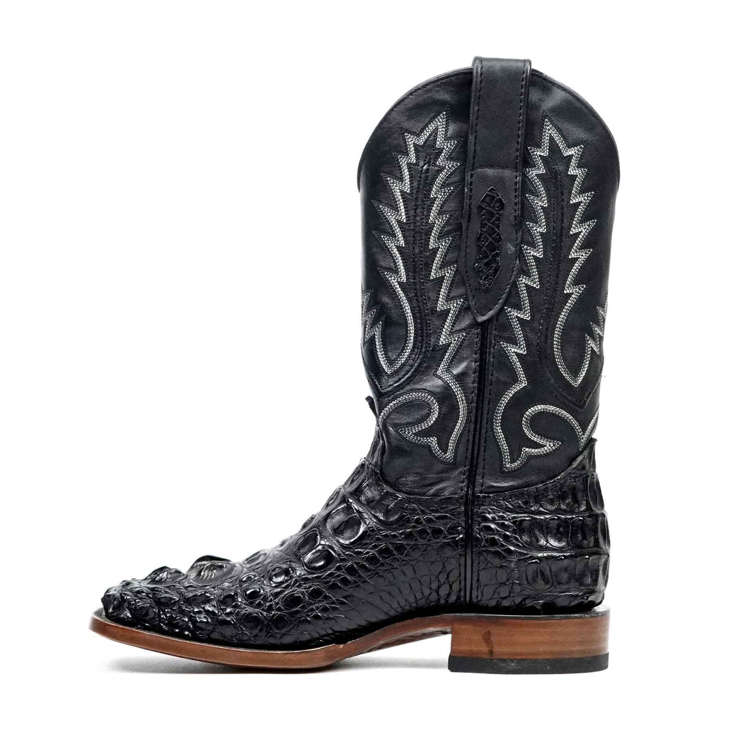 James Alligator Head Boots - Black - Square Toe (AP50)