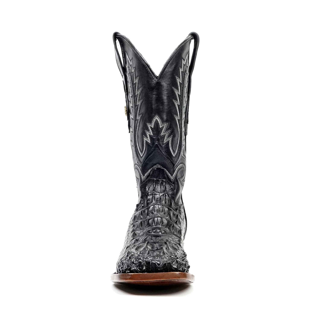 James Alligator Head Boots - Black - Square Toe (AP50)