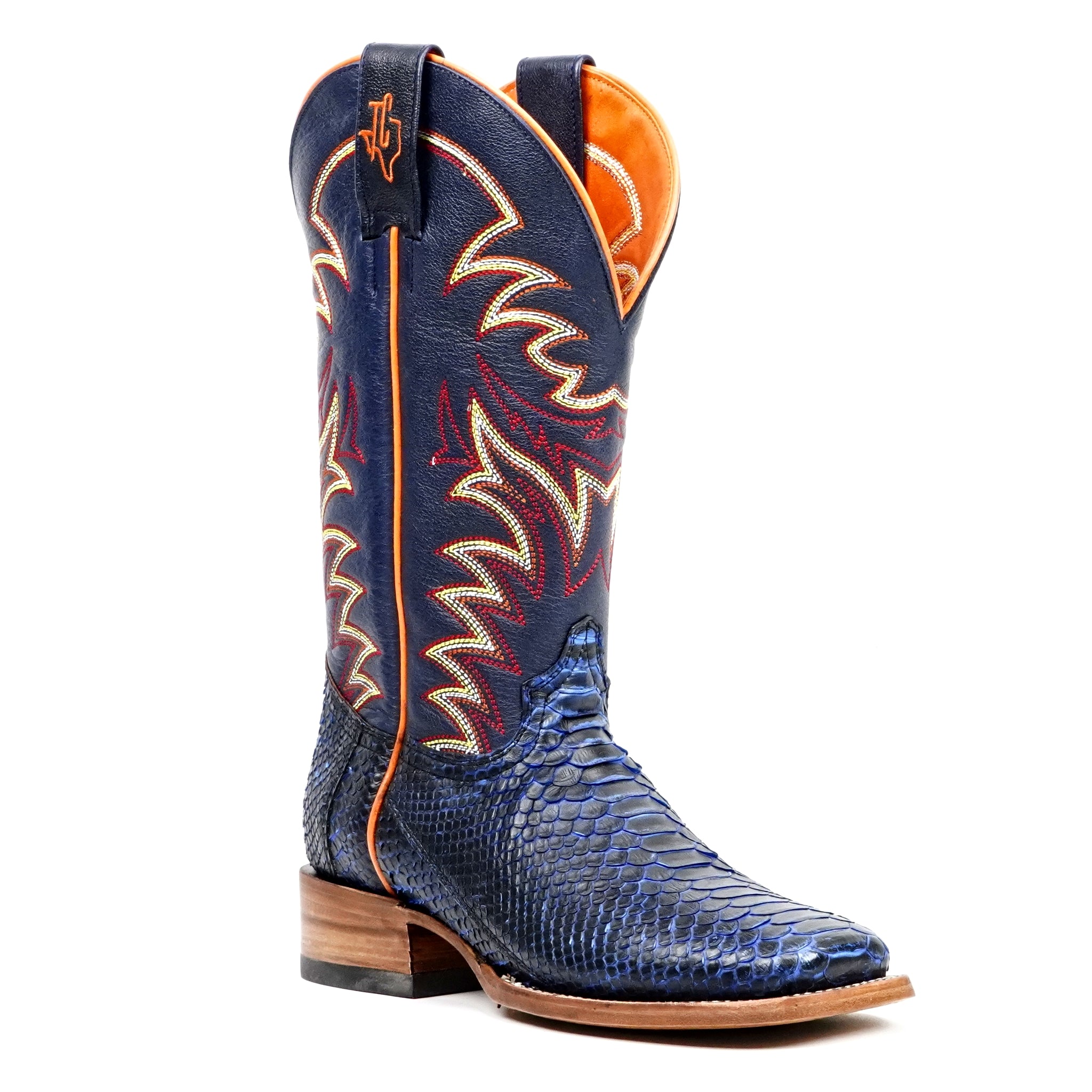 Botas Braxton Python - Azul Marino - Punta Cuadrada
