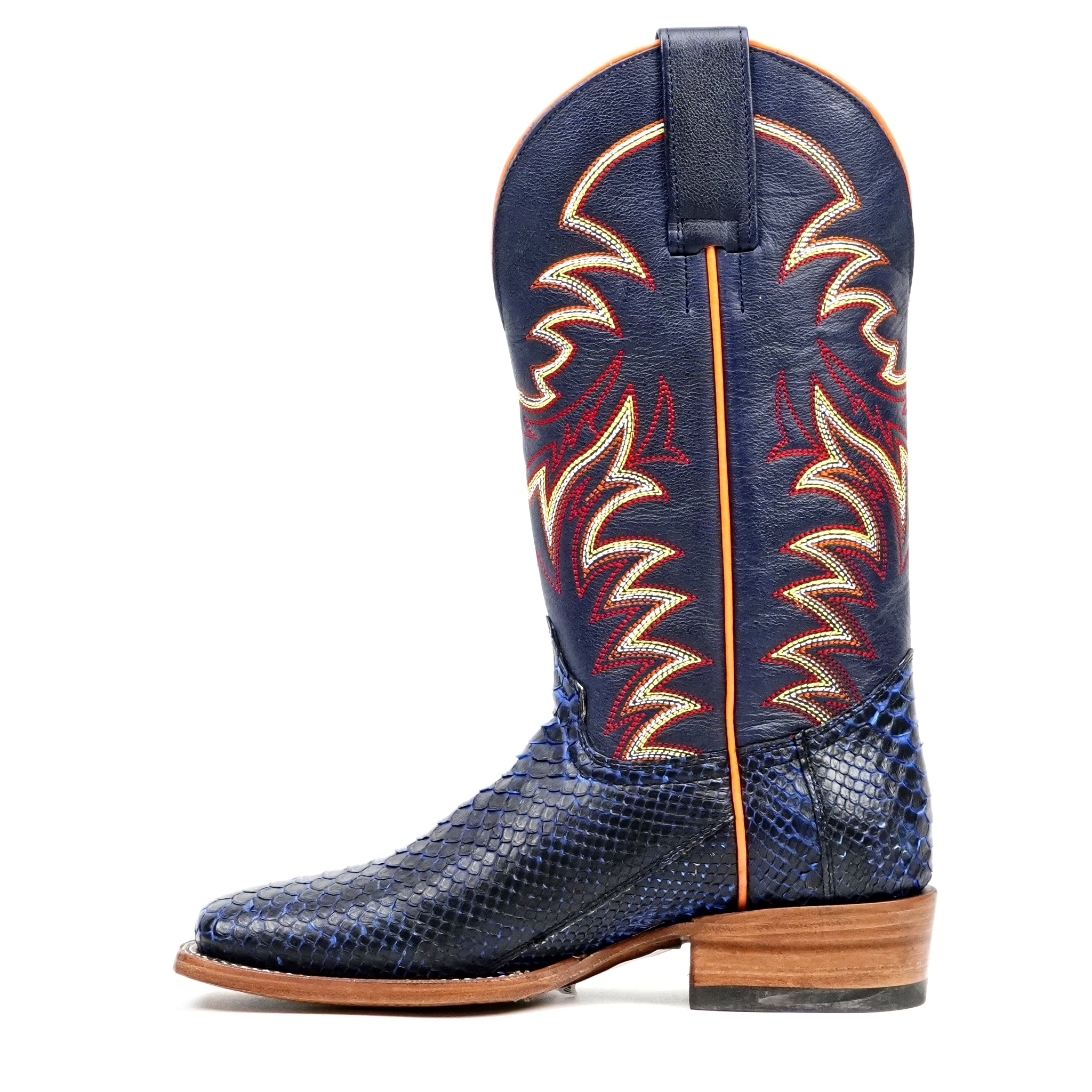 Botas Braxton Python - Azul Marino - Punta Cuadrada