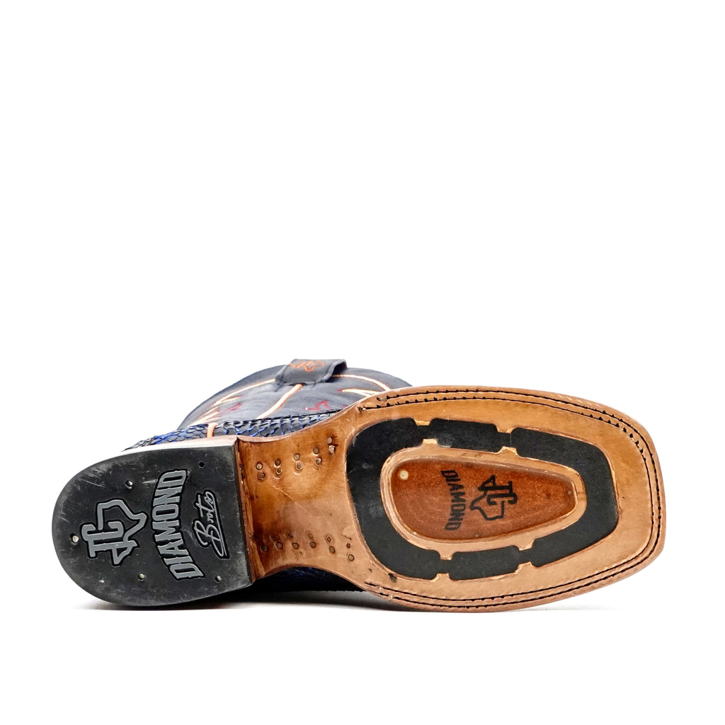 Botas Braxton Python - Azul Marino - Punta Cuadrada