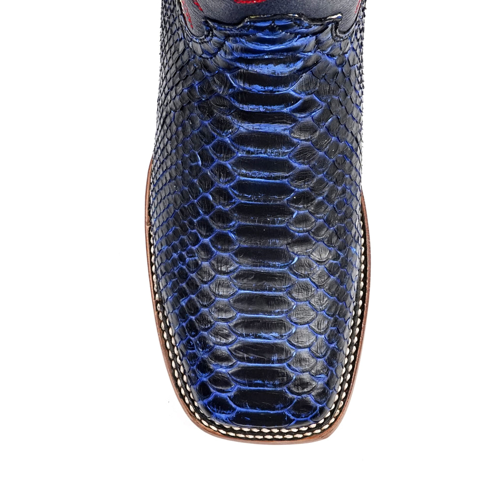 Botas Braxton Python - Azul Marino - Punta Cuadrada