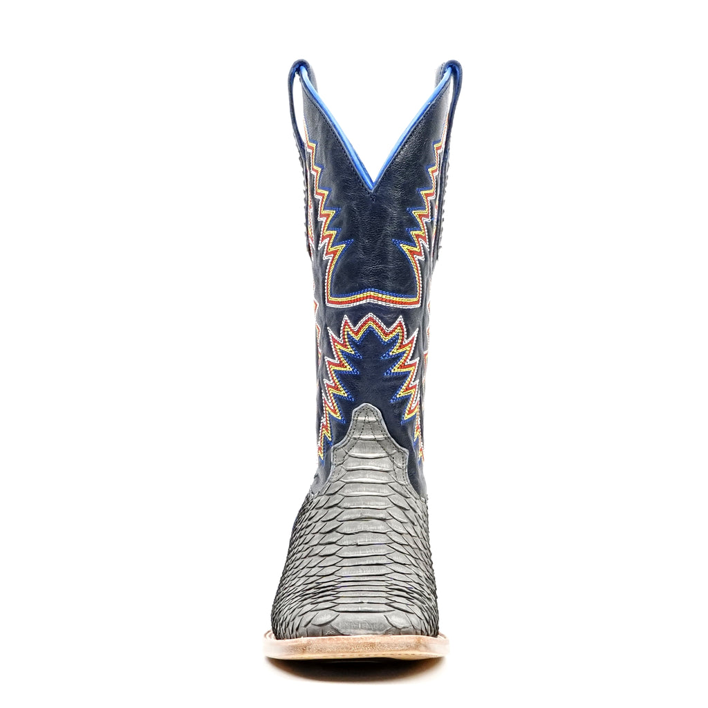 Braxton Python Boots - Matte Gray - Square Toe