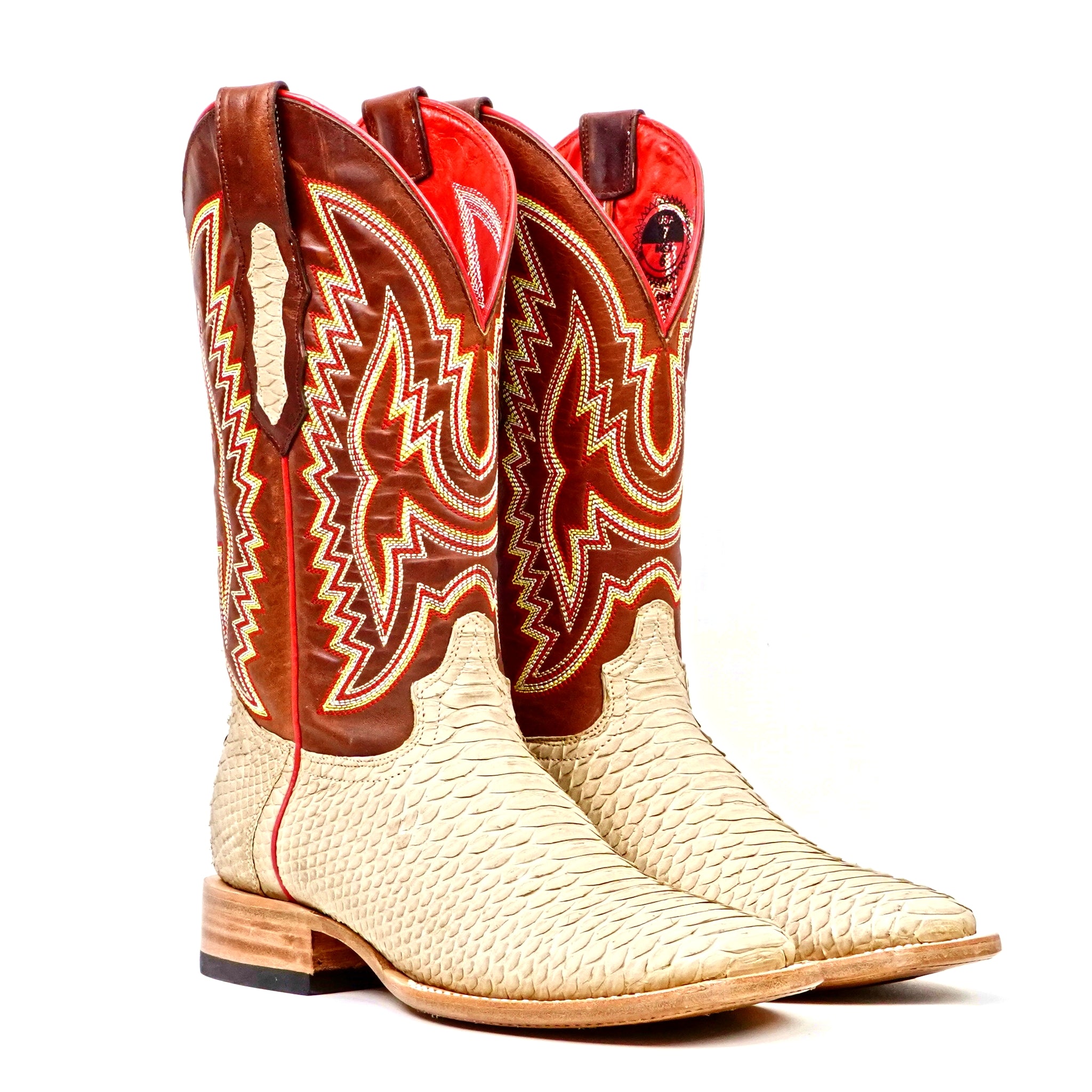 Botas Braxton Python - Capuchino - Punta Cuadrada
