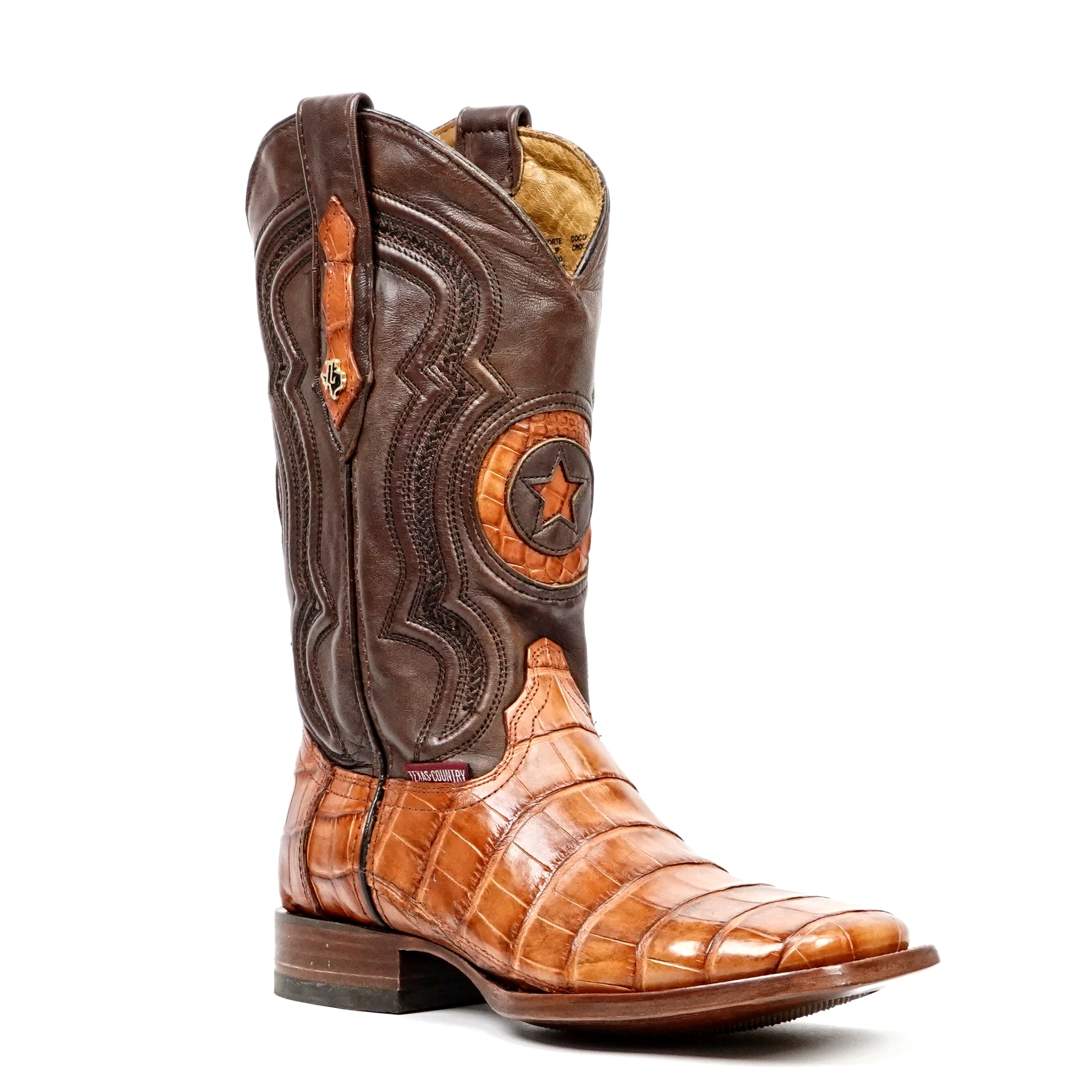 Botas James Alligator Hornback - Brandy - Punta Cuadrada (LG10)