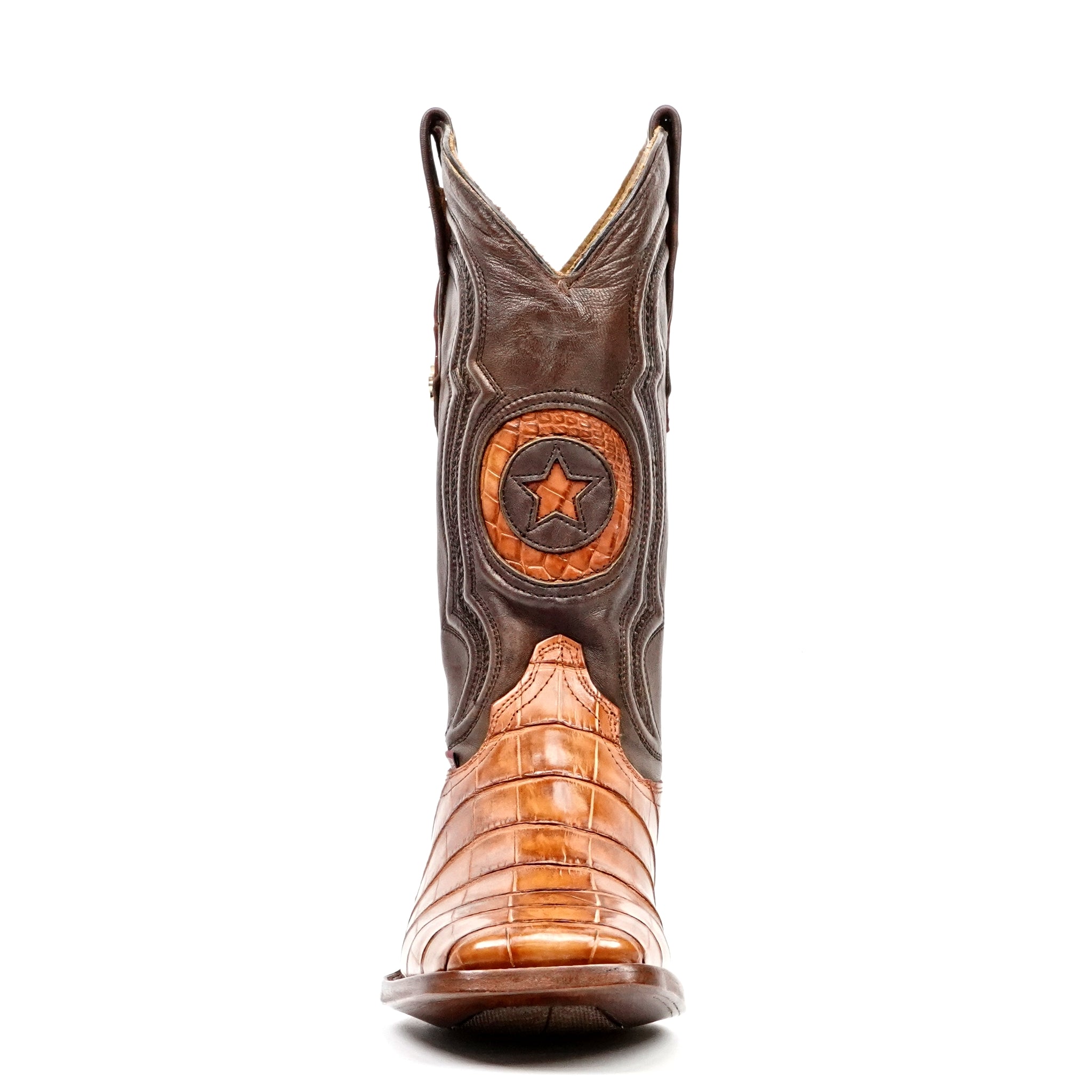 Botas James Alligator Hornback - Brandy - Punta Cuadrada (LG10)