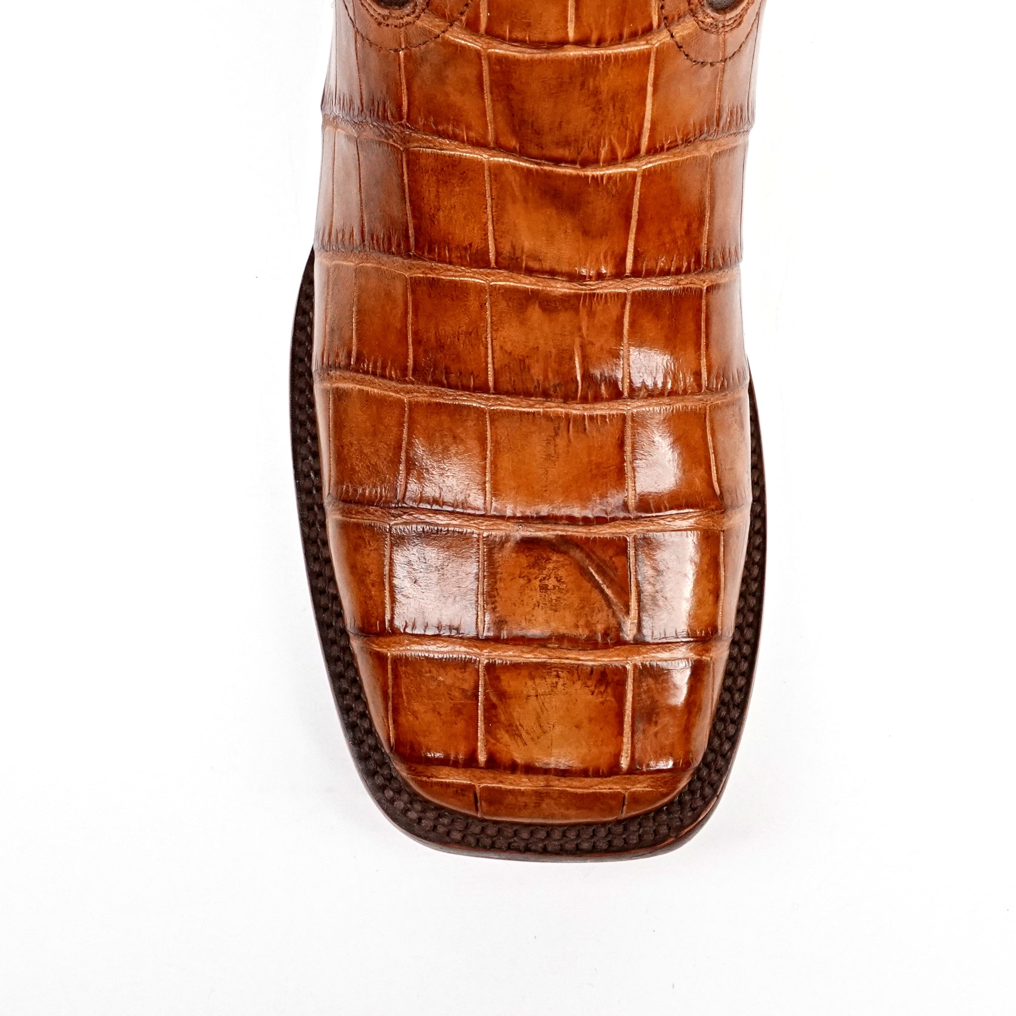 Botas James Alligator Hornback - Brandy - Punta Cuadrada (LG10)