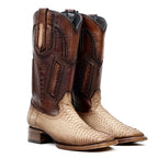 Tanner Platinum Python Boots - Cappuccino - Square Toe - Gomez Western Wear