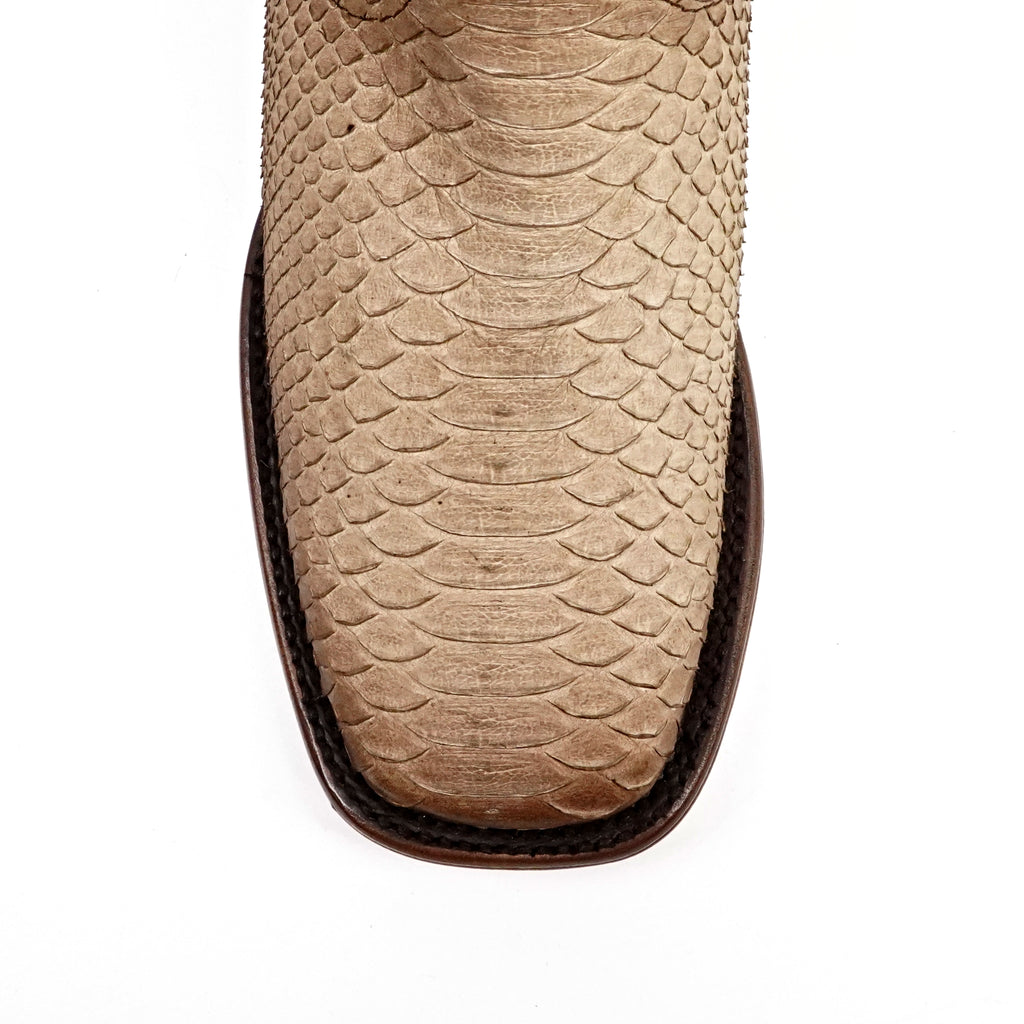 Tanner Platinum Python Boots - Cappuccino - Square Toe - Gomez Western Wear