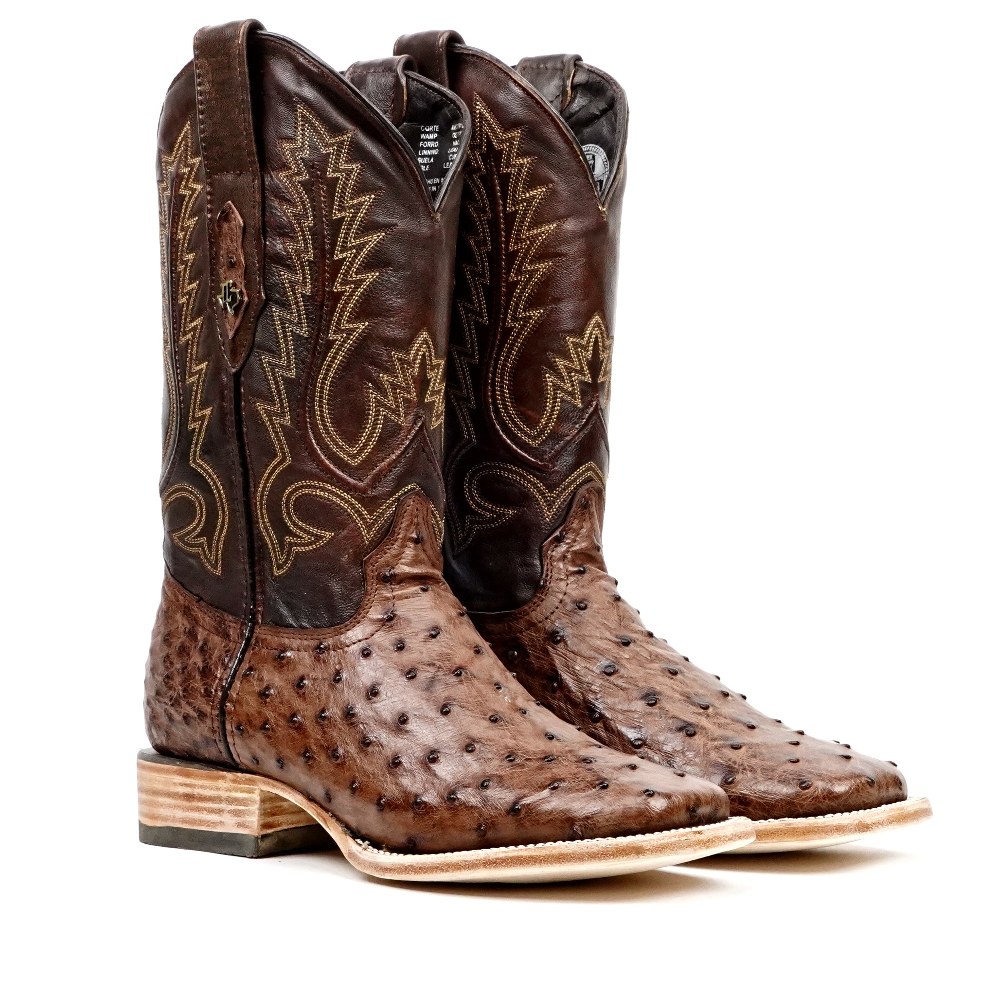 Botas Austin Ostrich - Tabaco - Punta cuadrada (AV20)