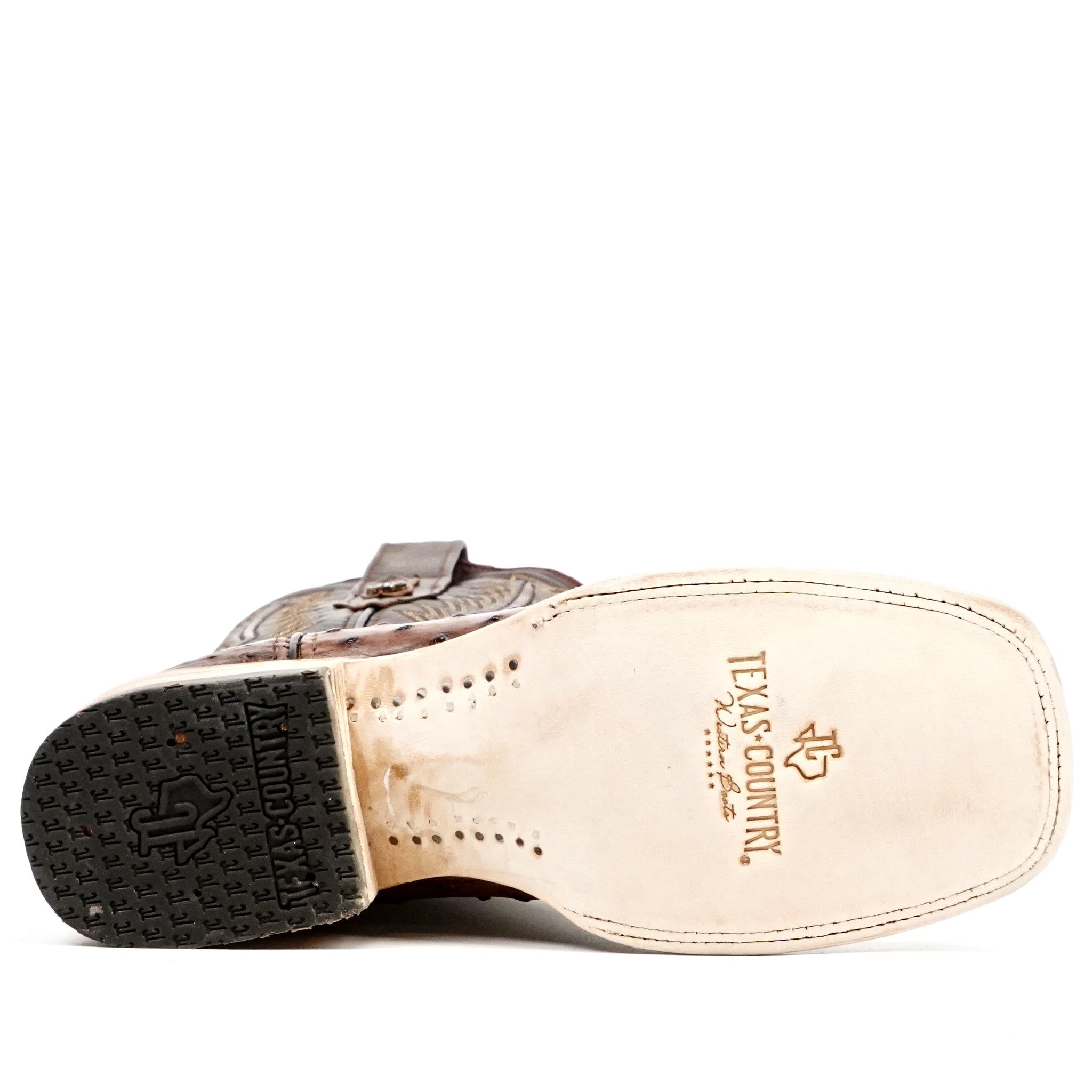 Botas Austin Ostrich - Tabaco - Punta cuadrada (AV20)
