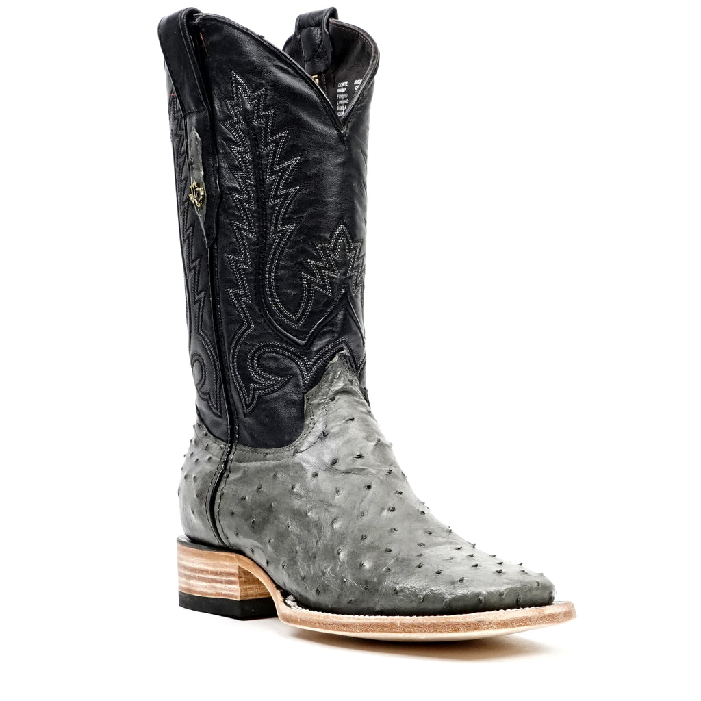Botas Austin Ostrich - Gris - Punta Cuadrada (AV20)