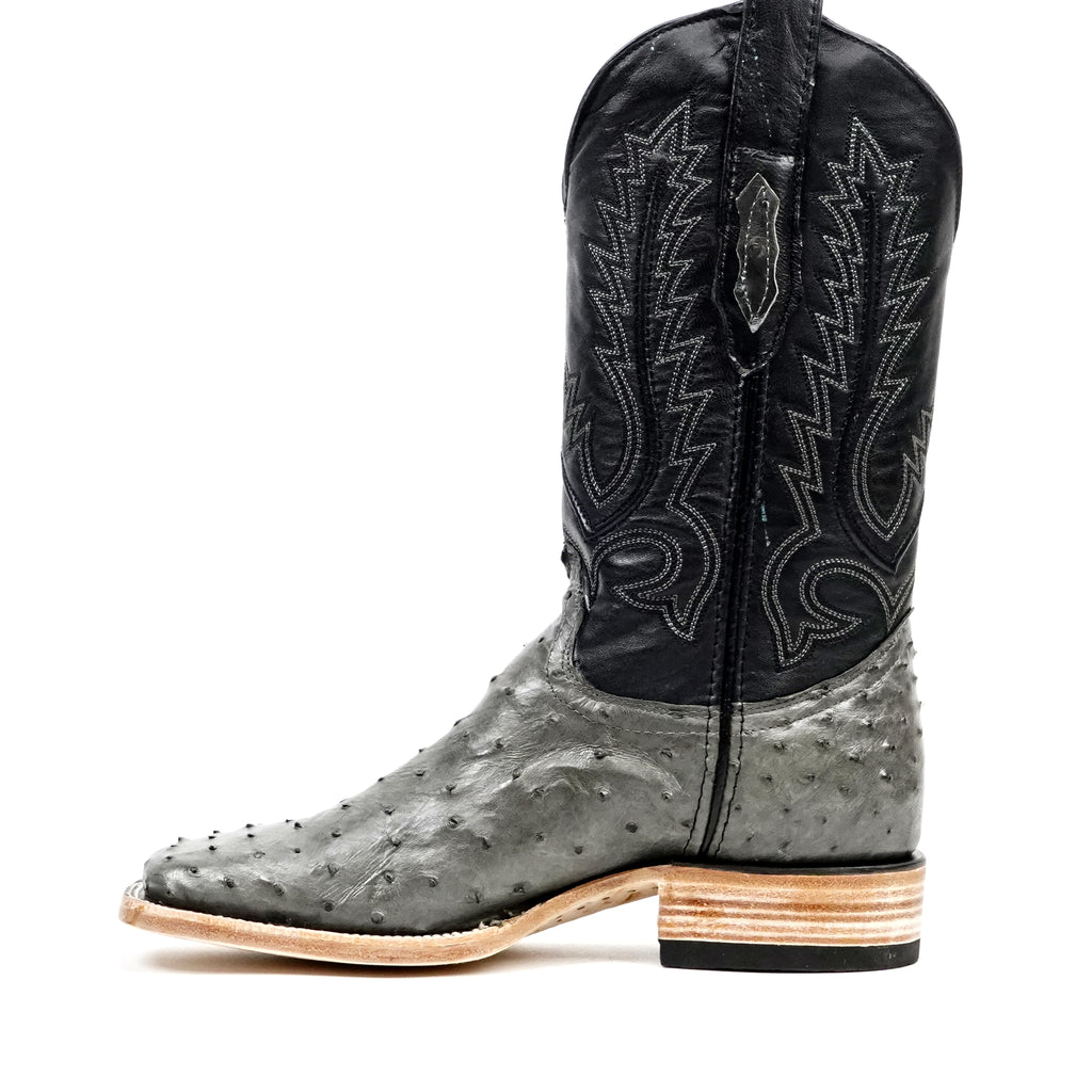Botas Austin Ostrich - Gris - Punta Cuadrada (AV20)