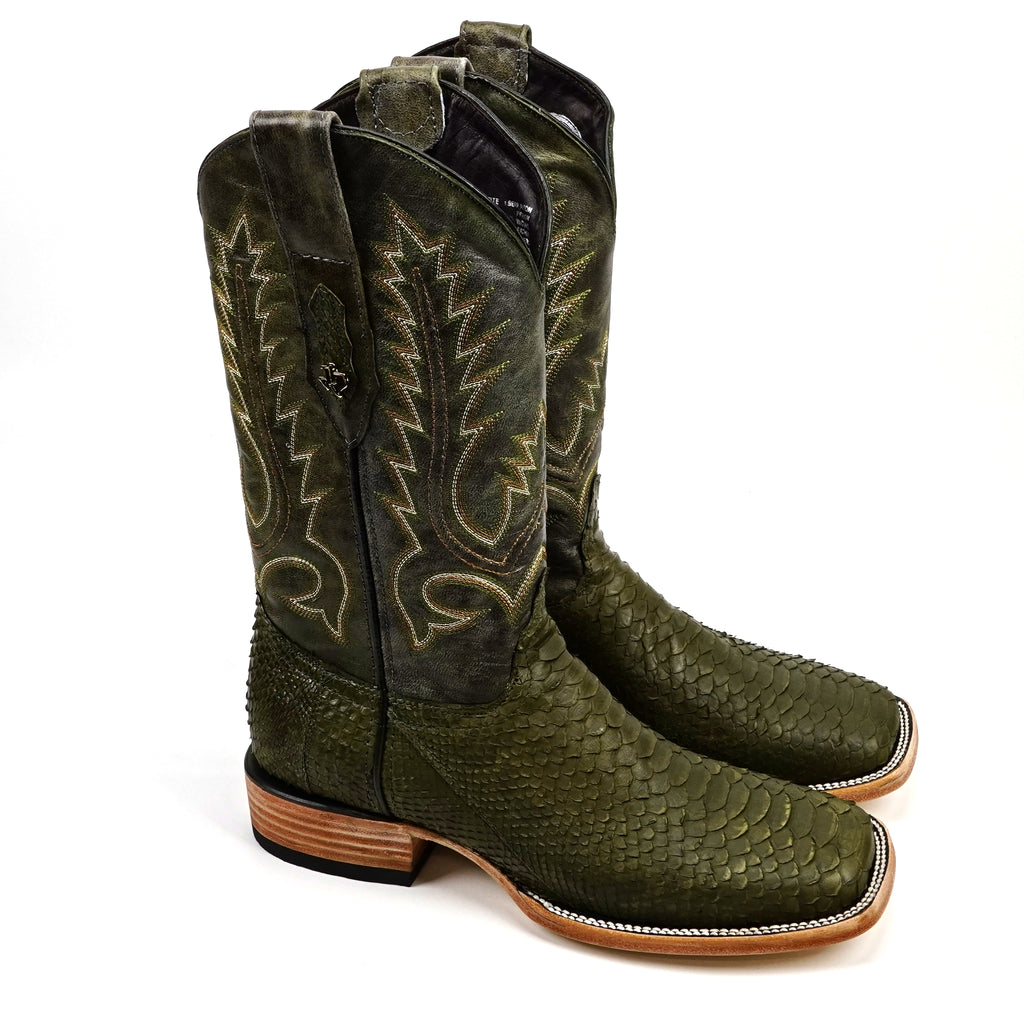 Tanner Python Boots - Agave - Square Toe (PN30)