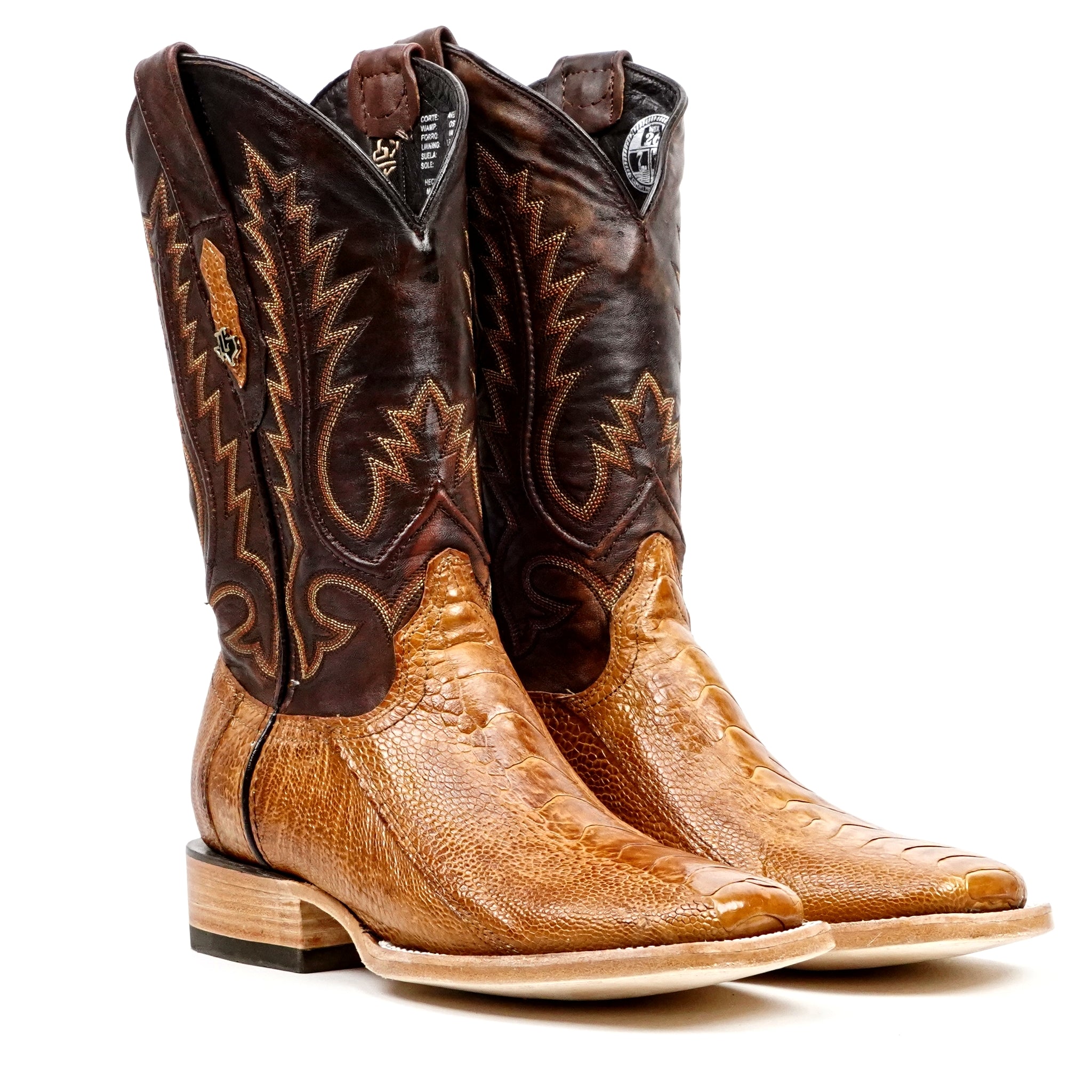 Botas Austin de Pata de Avestruz - Maple - Punta Cuadrada (PA501)