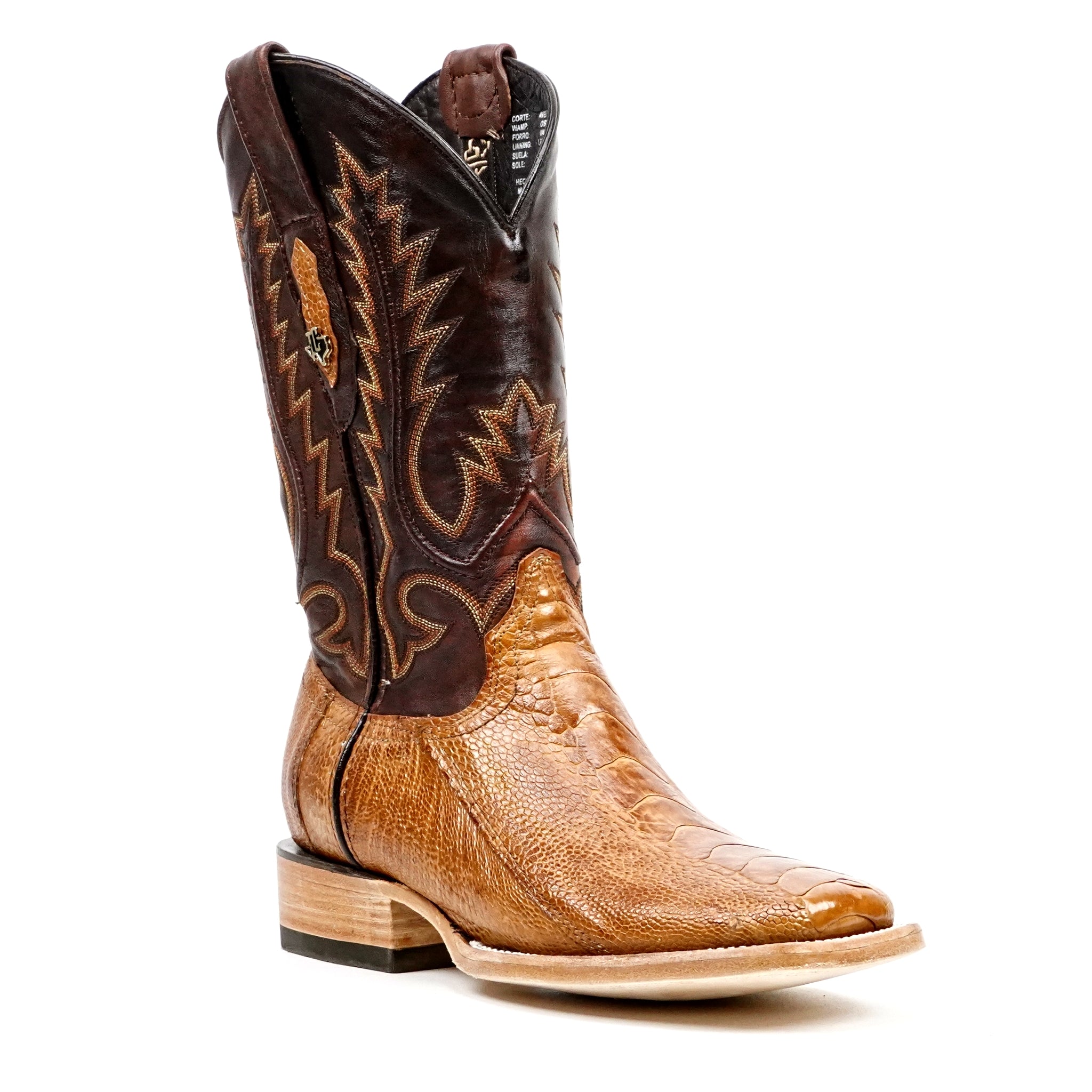 Botas Austin de Pata de Avestruz - Maple - Punta Cuadrada (PA501)