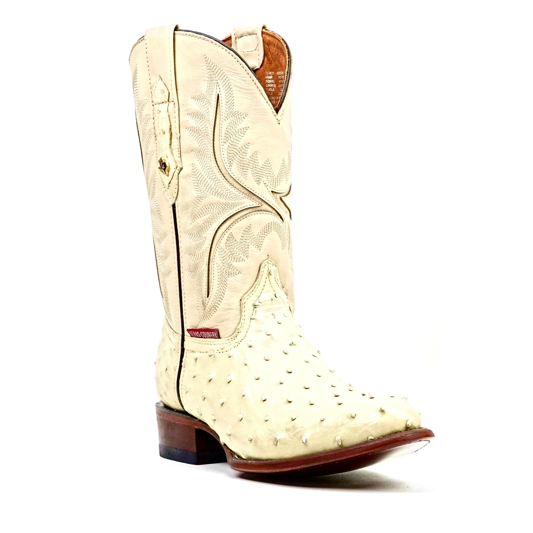Botas Austin Ostrich - Hueso - Punta Redonda (AV230)