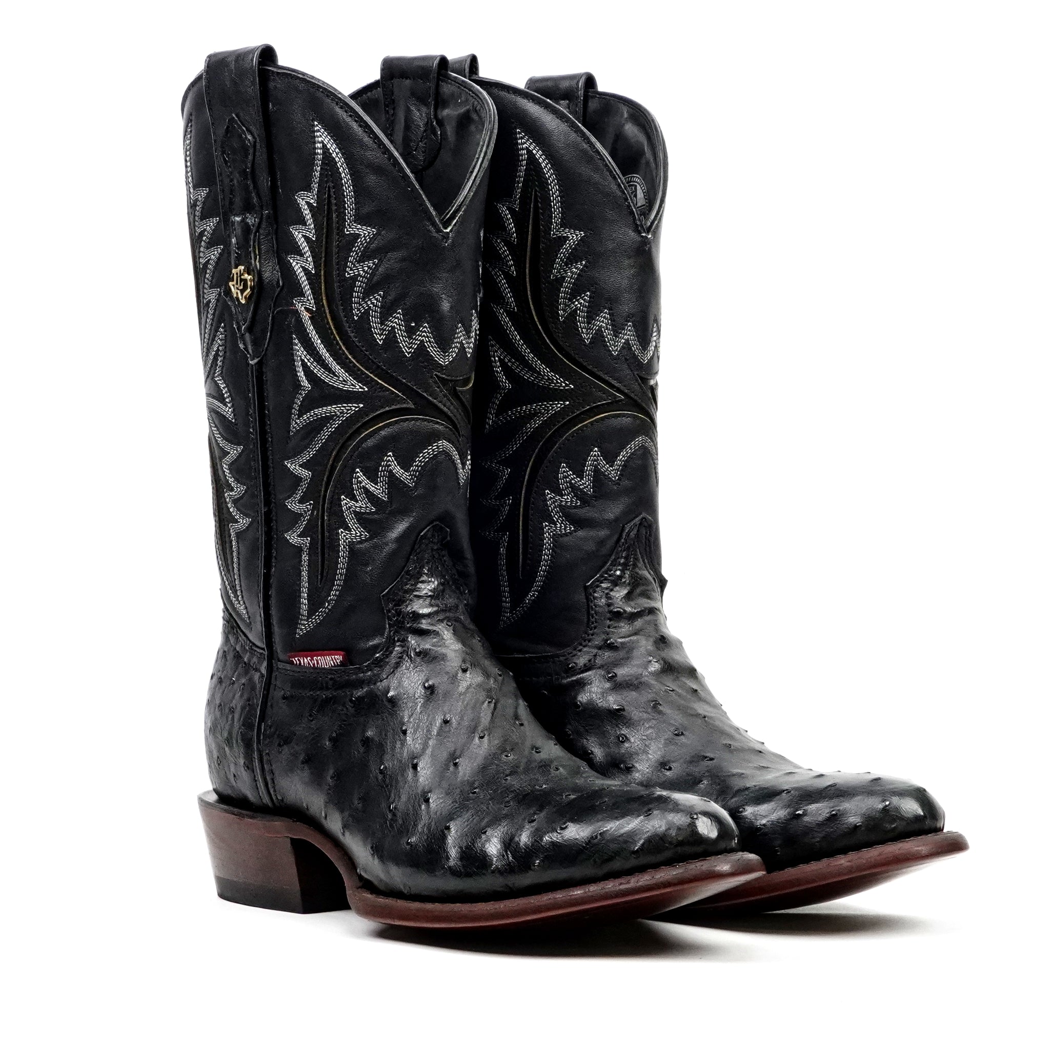 Botas Austin Ostrich - Negro - Punta Redonda (AV230)