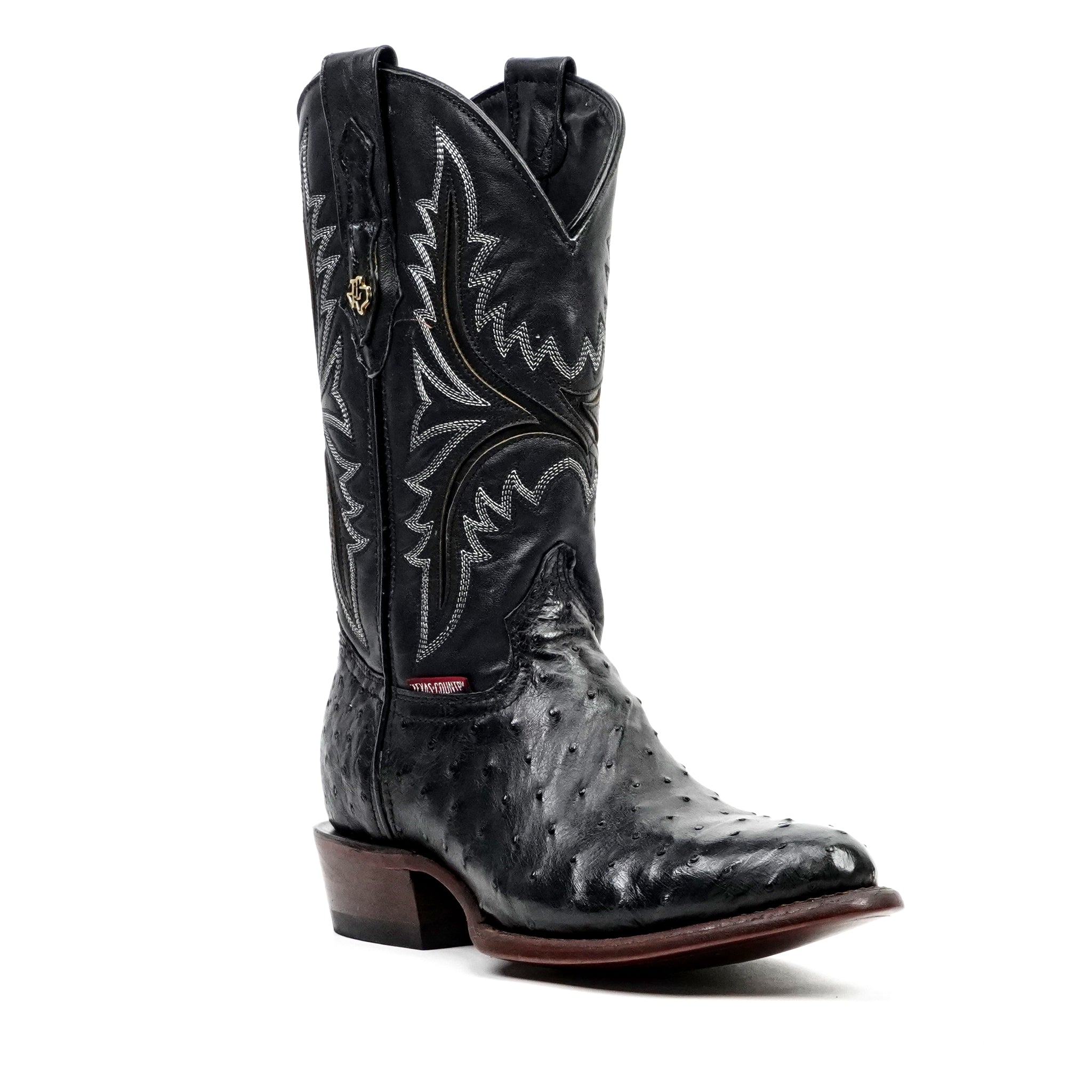 Botas Austin Ostrich - Negro - Punta Redonda (AV230)