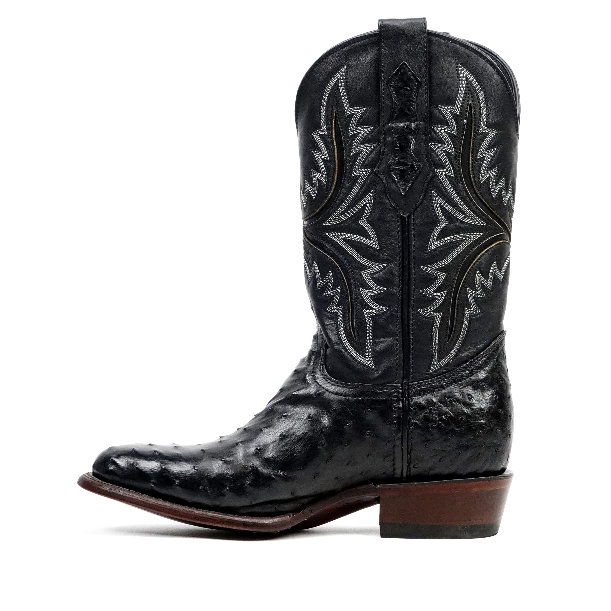 Botas Austin Ostrich - Negro - Punta Redonda (AV230)