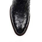 Austin Ostrich Boots - Black - Round Toe (AV230)