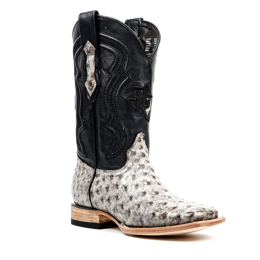 Botas Austin de Avestruz - Nicotine - Punta Cuadrada (AV20)