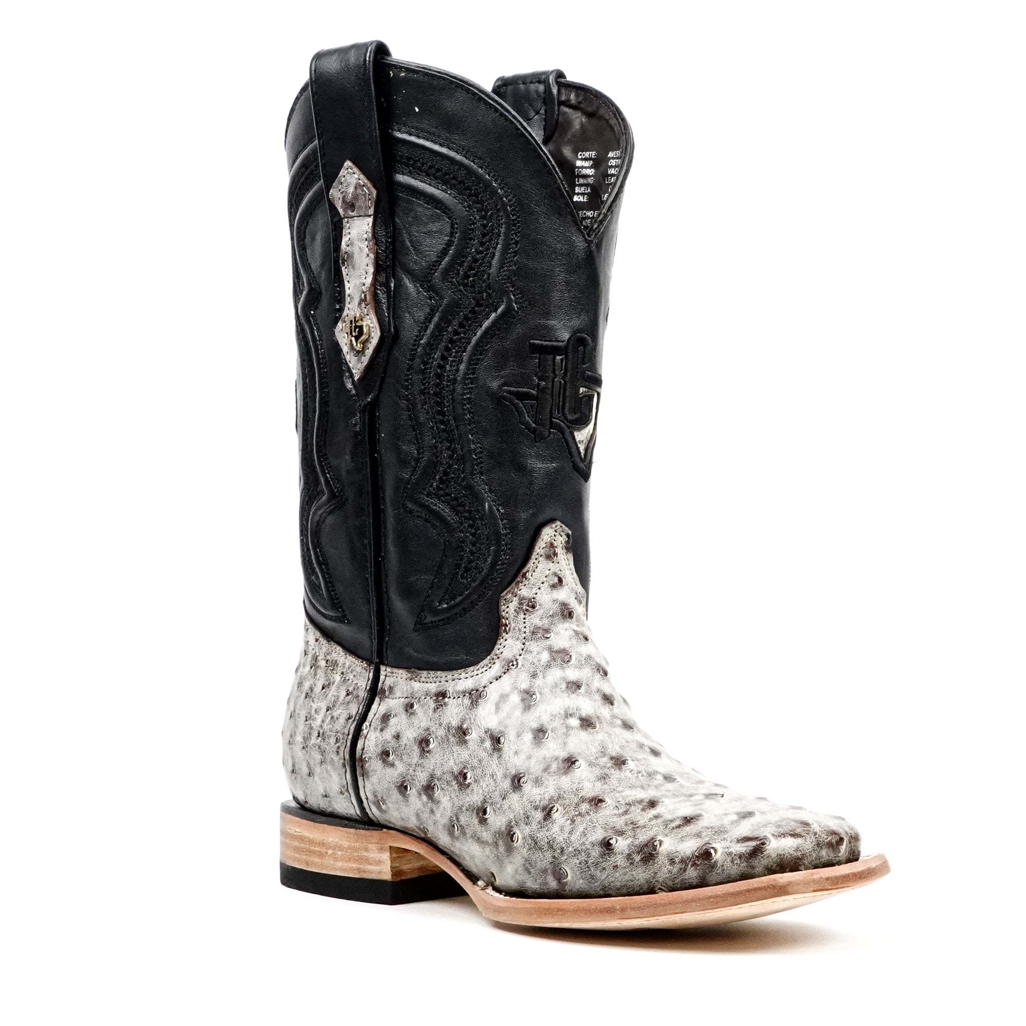 Botas Austin de Avestruz - Nicotine - Punta Cuadrada (AV20)