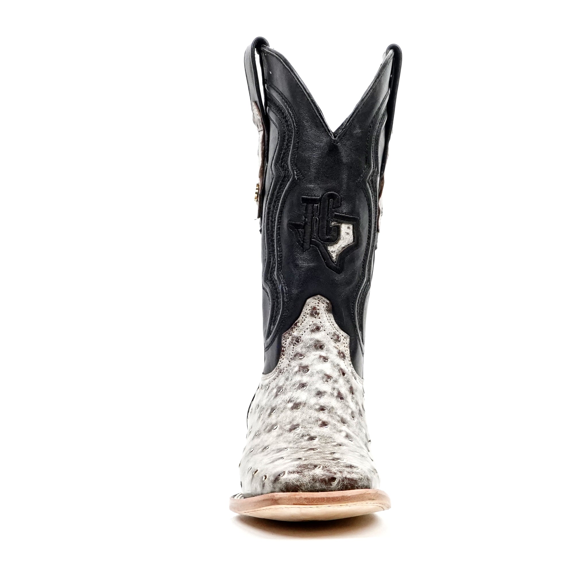 Botas Austin de Avestruz - Nicotine - Punta Cuadrada (AV20)