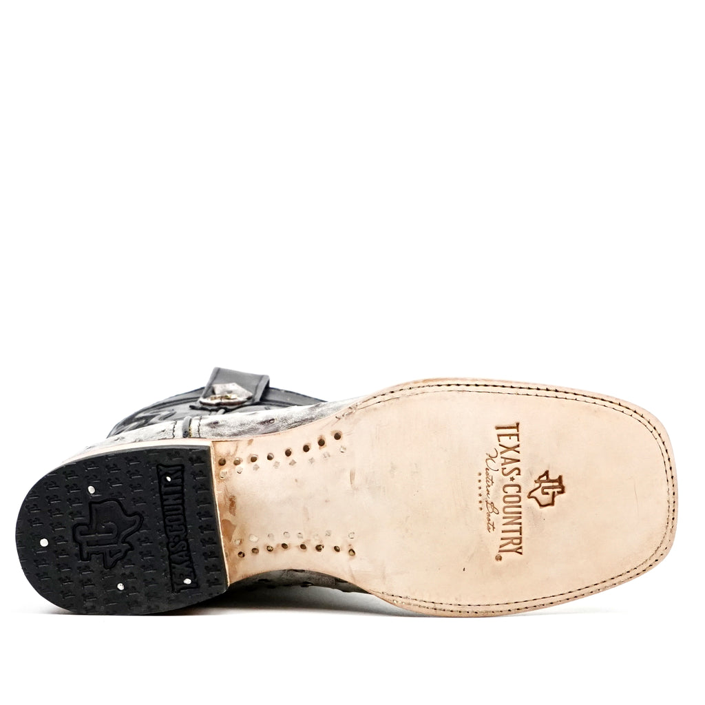 Botas Austin de Avestruz - Nicotine - Punta Cuadrada (AV20)