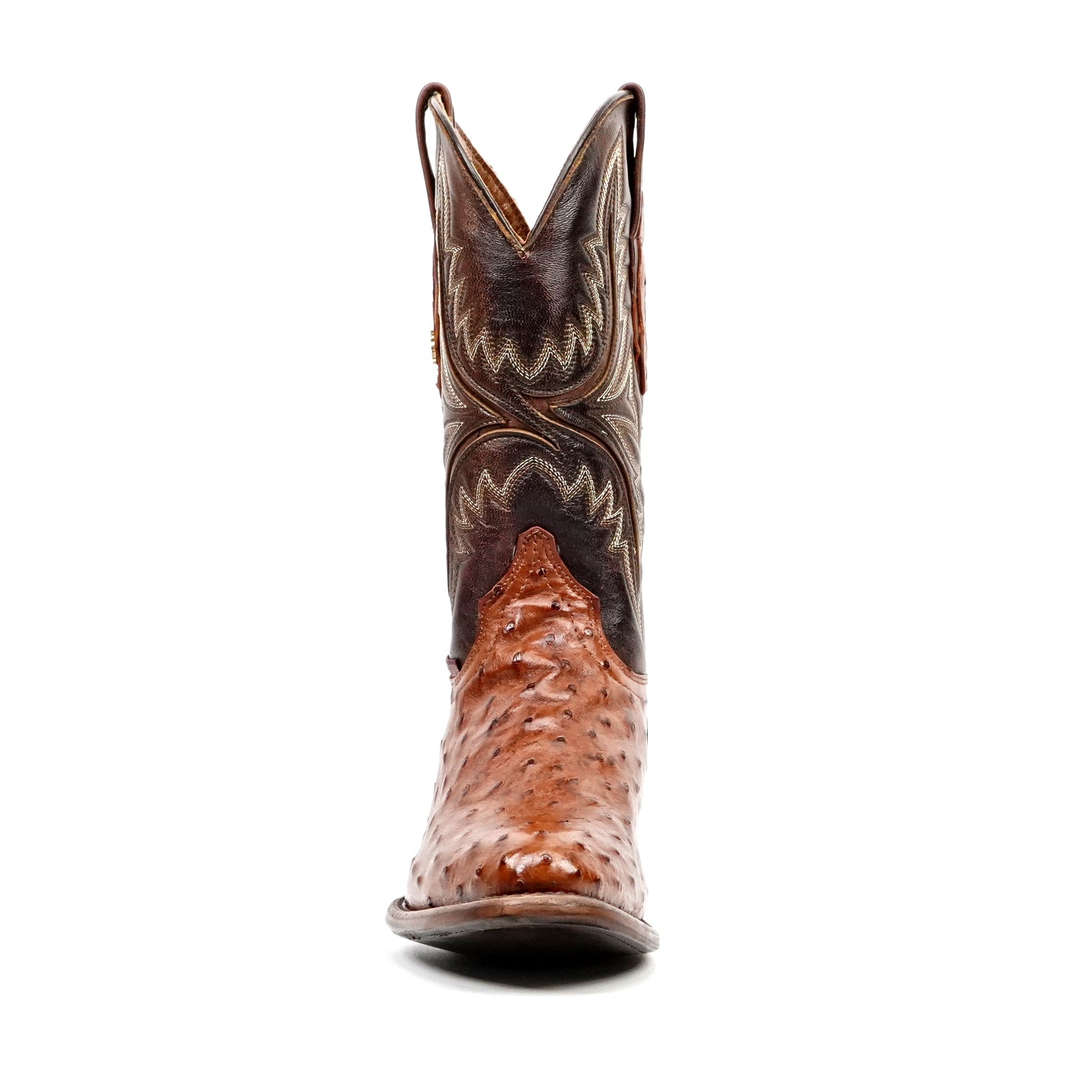 Botas de avestruz Austin - Brandy - Punta redonda (AV230)
