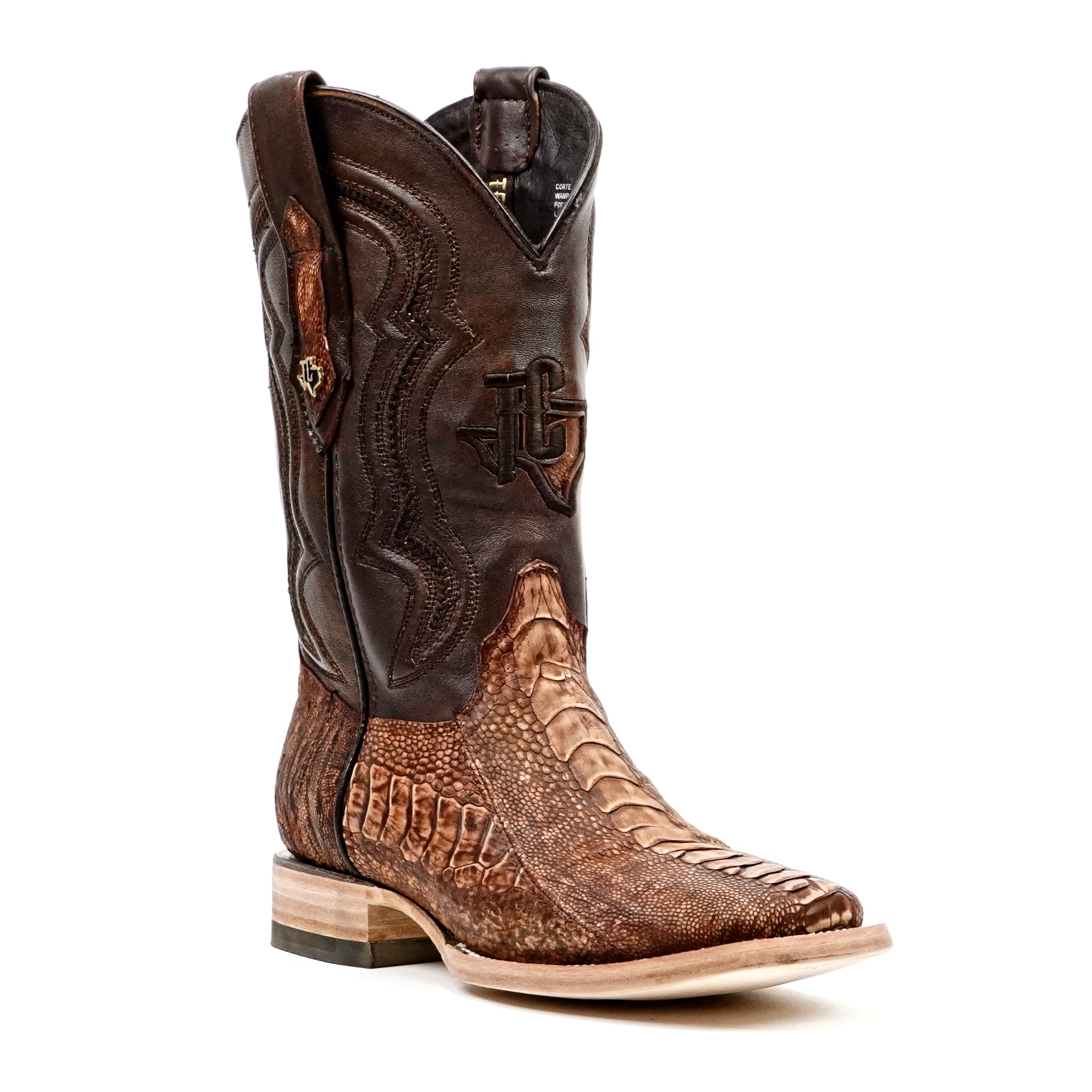 Botas de Piel de Avestruz Austin - Azul Vaquero - Punta Cuadrada (PA501)