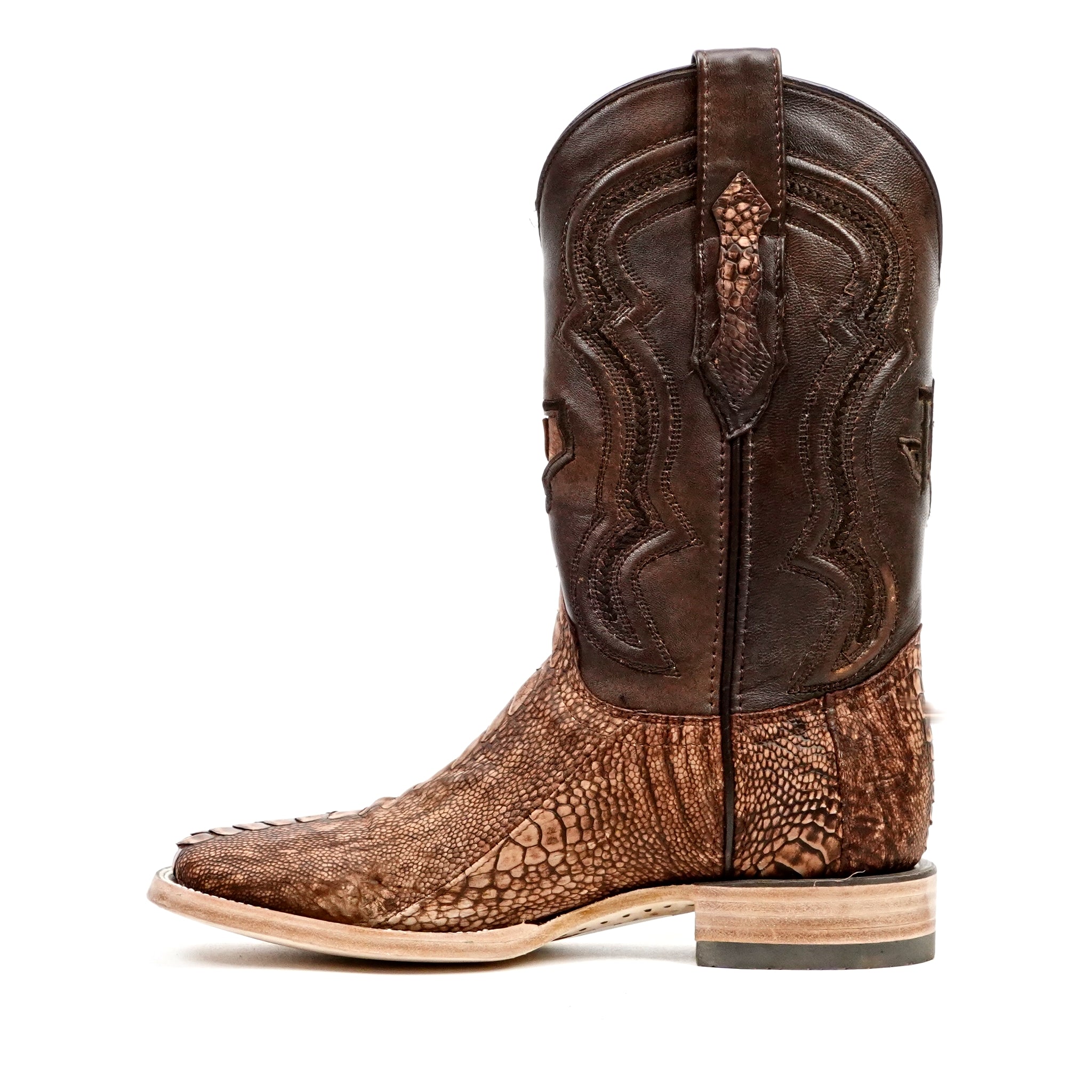 Botas de Piel de Avestruz Austin - Azul Vaquero - Punta Cuadrada (PA501)