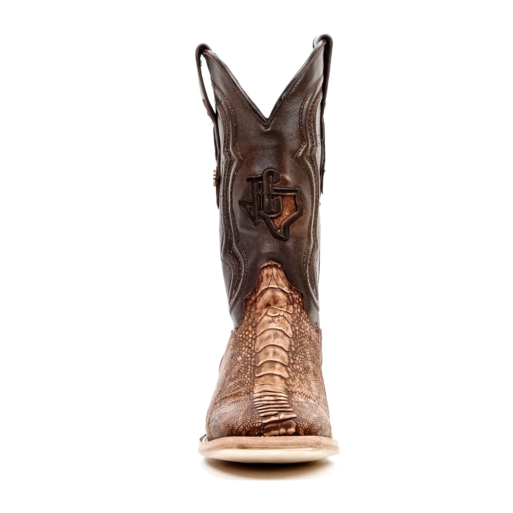 Botas de Piel de Avestruz Austin - Azul Vaquero - Punta Cuadrada (PA501)