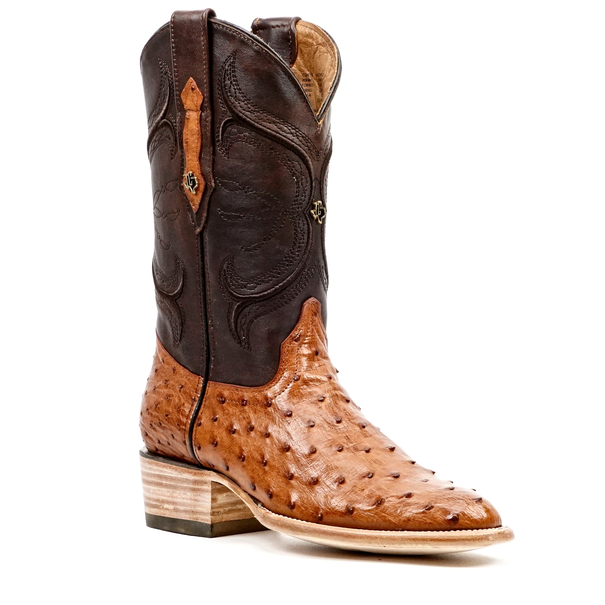 Austin Ostrich Boots - Brandy - Punta Roper (AV201)