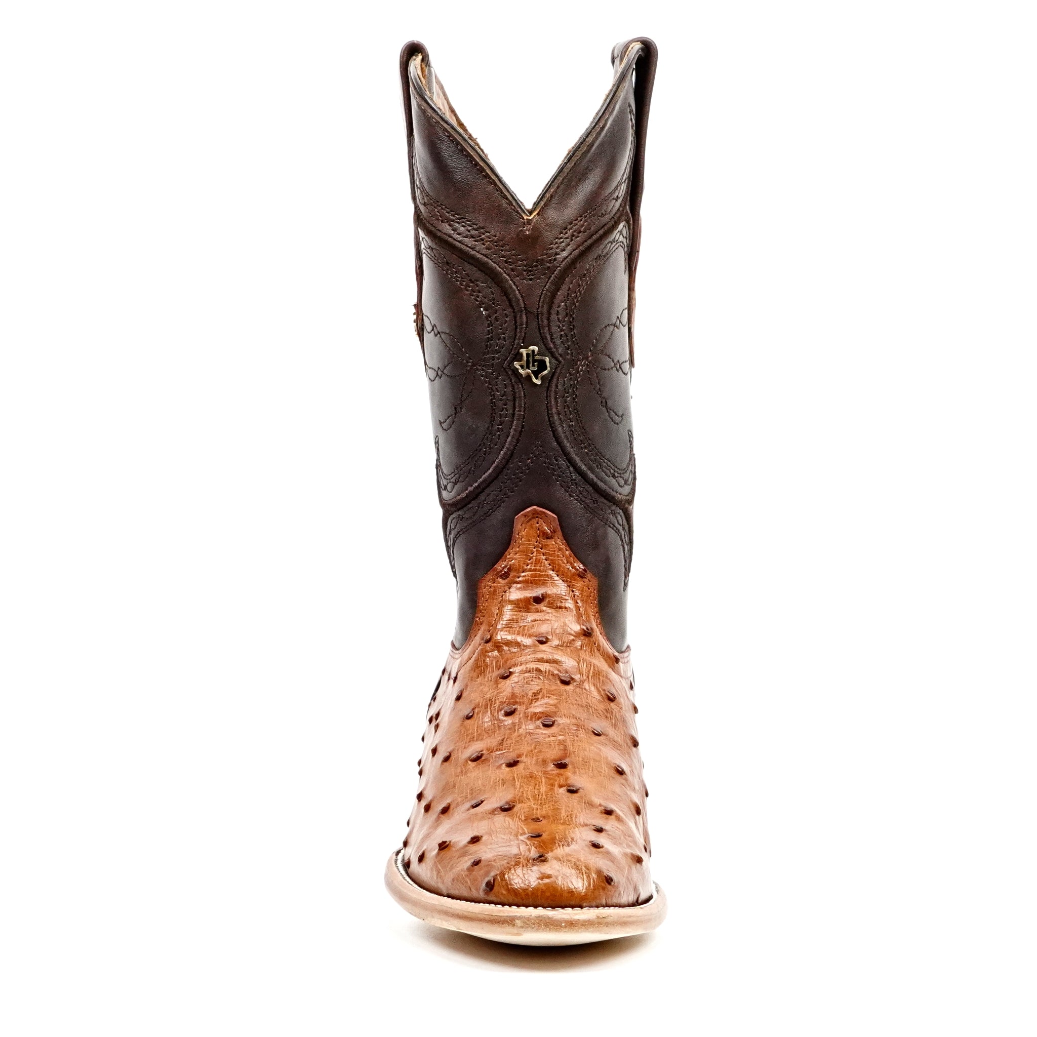 Austin Ostrich Boots - Brandy - Punta Roper (AV201)