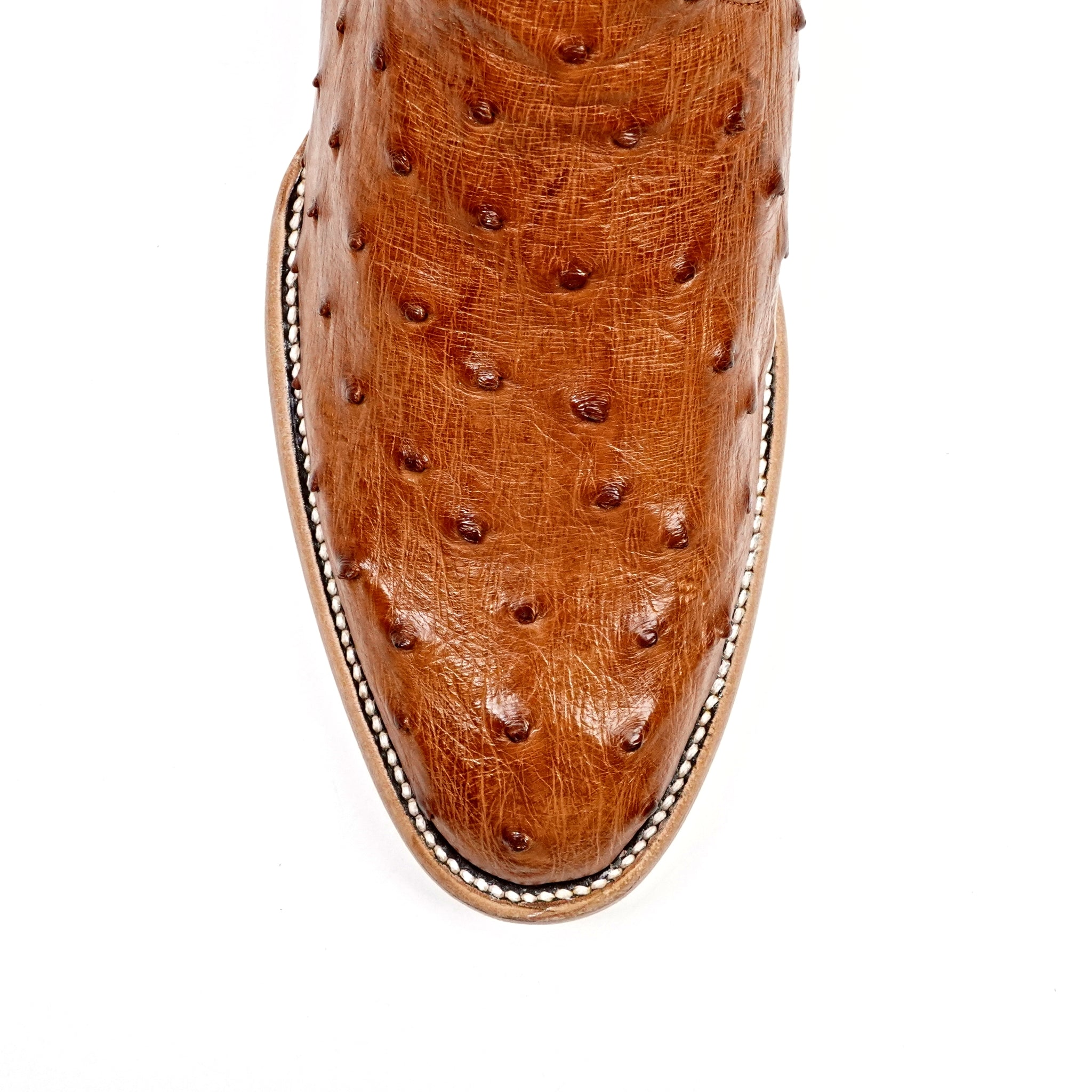 Austin Ostrich Boots - Brandy - Punta Roper (AV201)