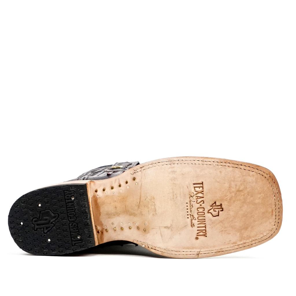 Botas Austin Ostrich - Cereza Negra - Punta Cuadrada (AV20)