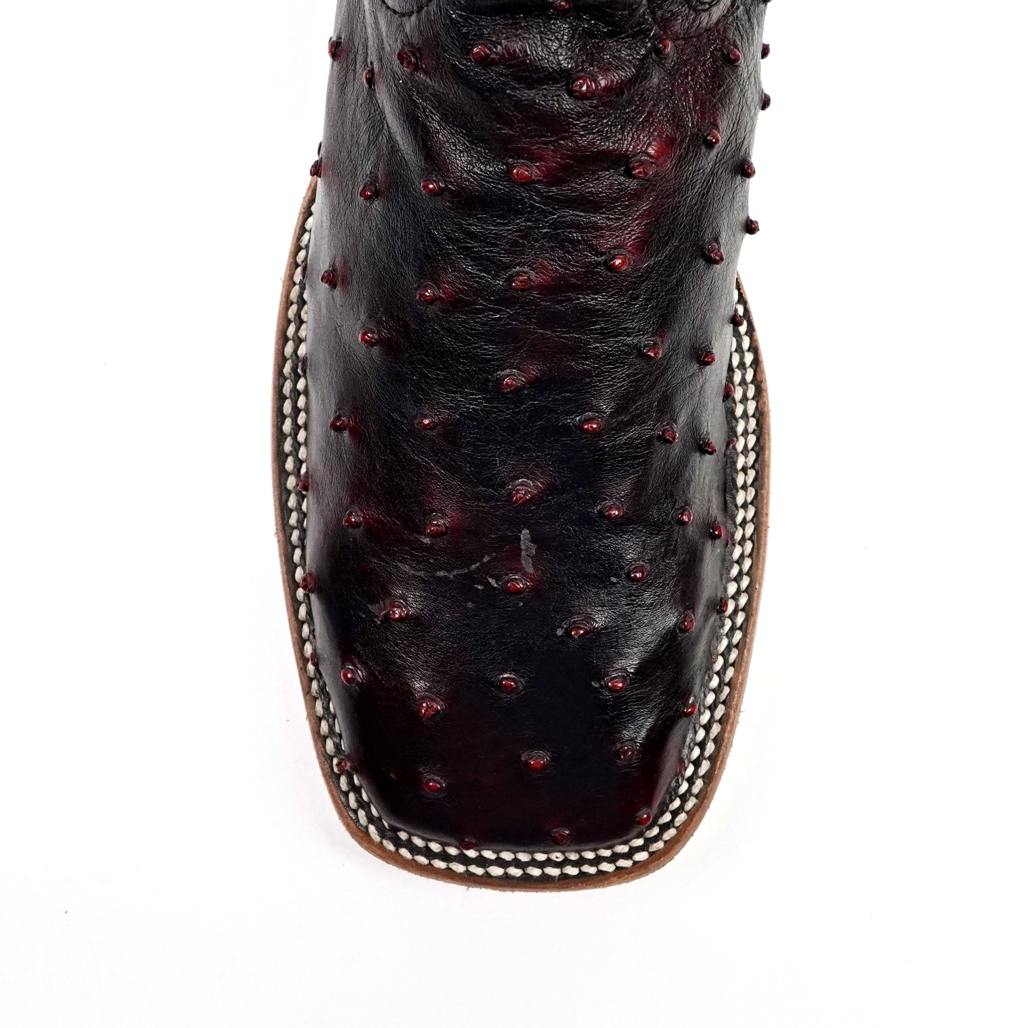 Botas Austin Ostrich - Cereza Negra - Punta Cuadrada (AV20)