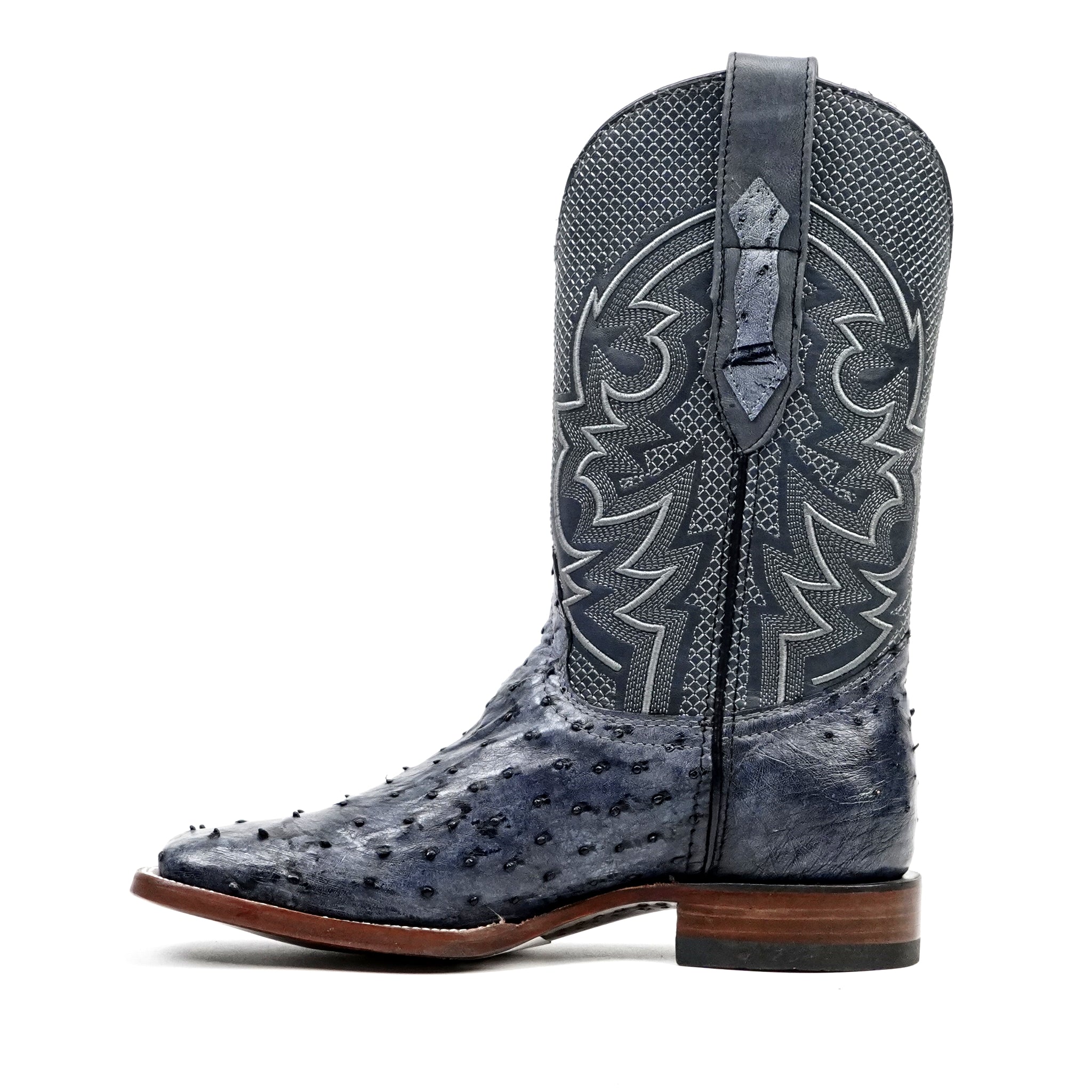 Austin Ostrich Boots - Gris Safari - Punta Cuadrada (AV20)