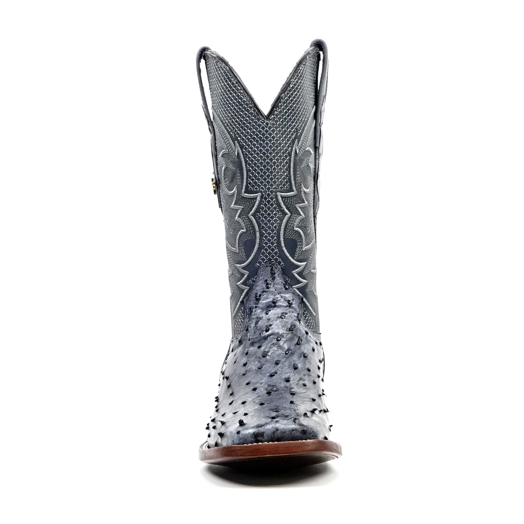 Austin Ostrich Boots - Gris Safari - Punta Cuadrada (AV20)
