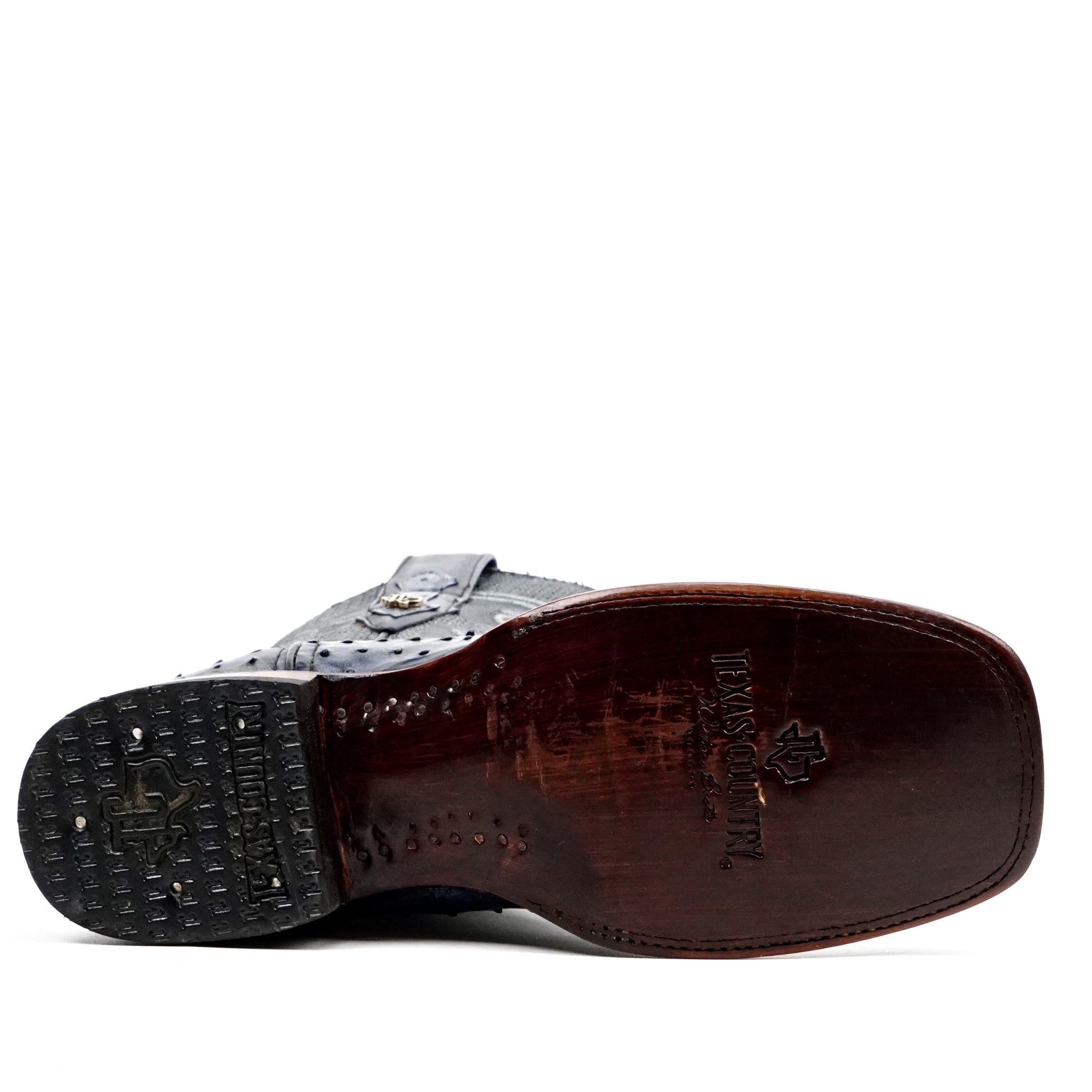 Austin Ostrich Boots - Gris Safari - Punta Cuadrada (AV20)