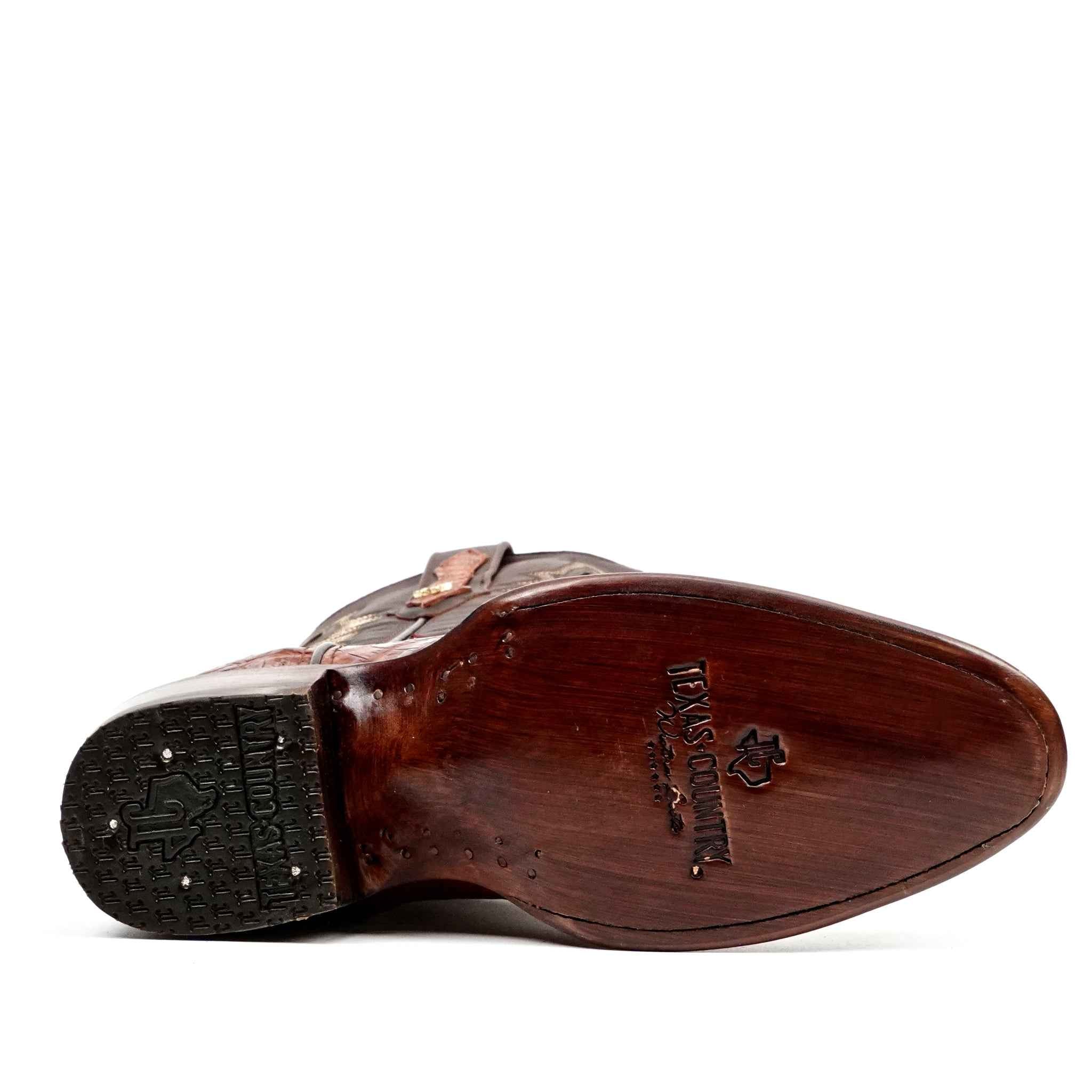 Rhodes Caiman Hornback Boots - Brandy - Round Toe (LM220)