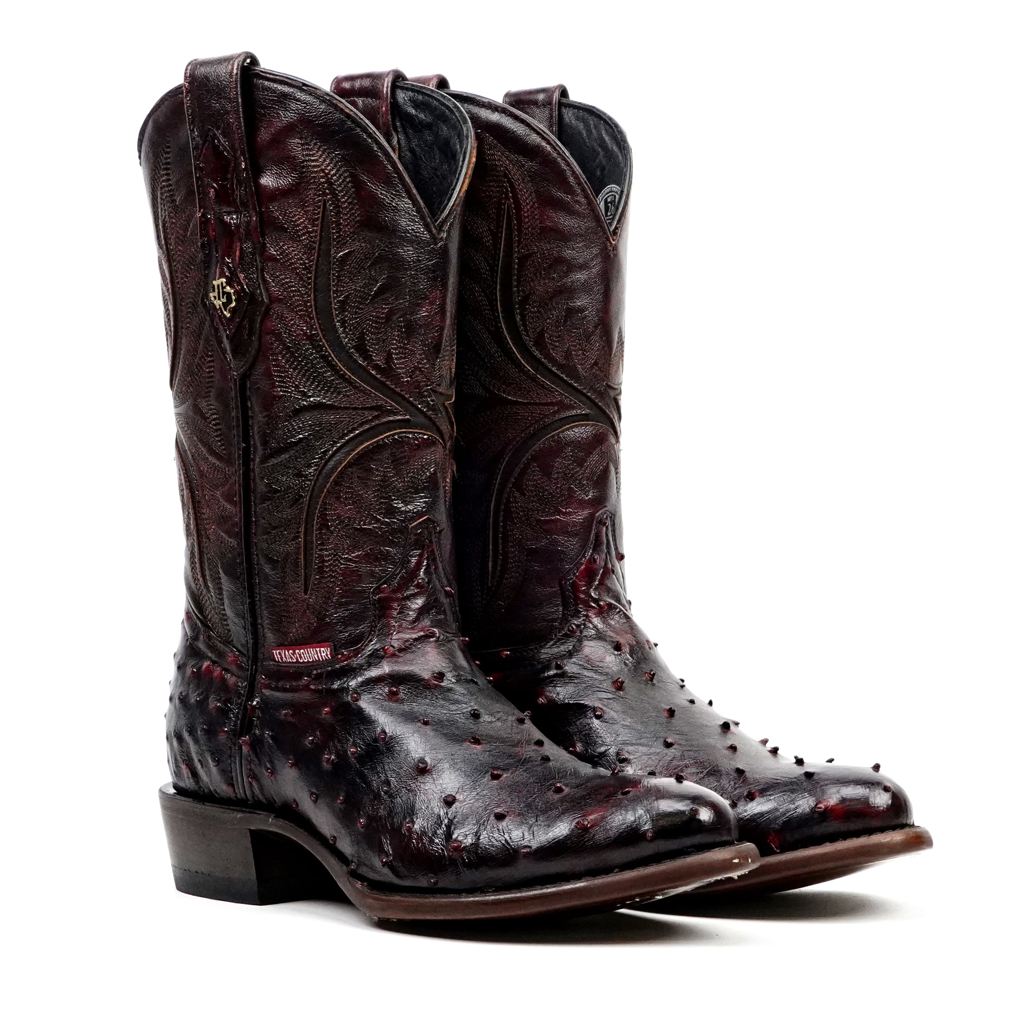 Botas Austin Ostrich - Cereza Negra - Punta Redonda (AV230)