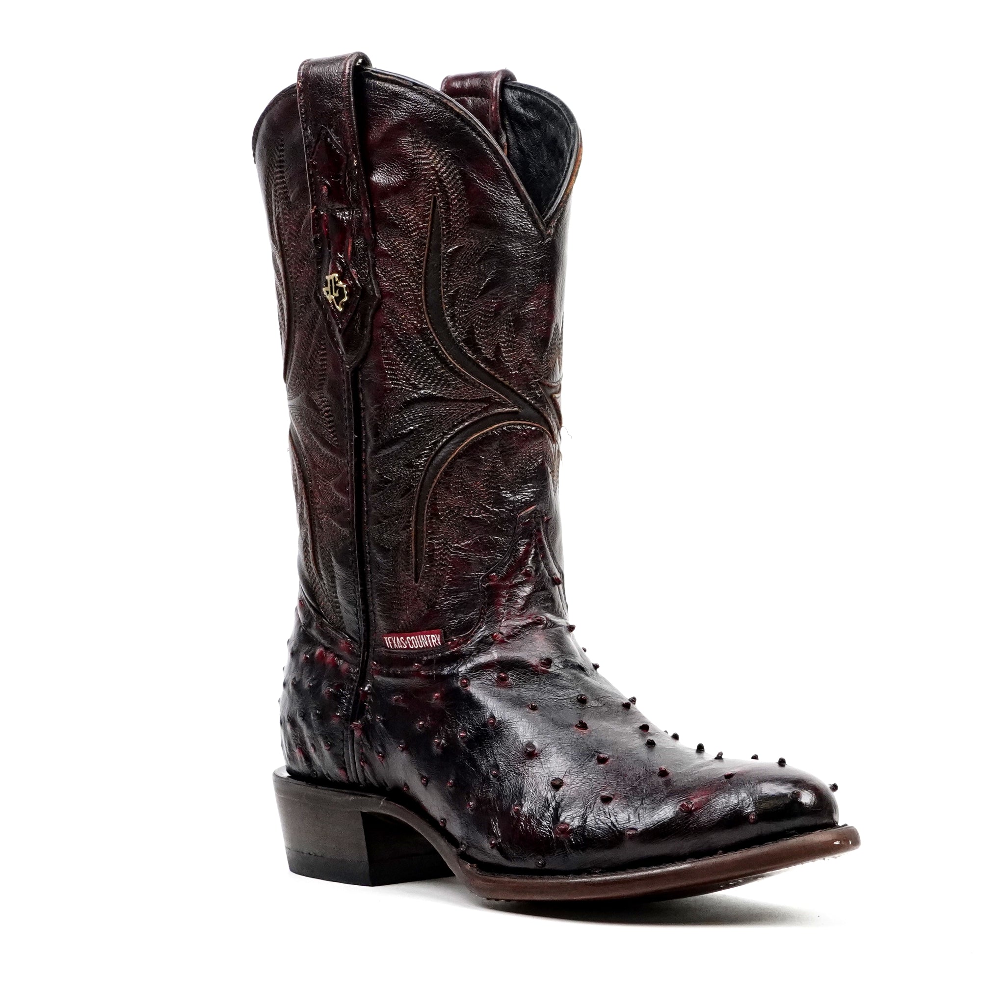 Botas Austin Ostrich - Cereza Negra - Punta Redonda (AV230)