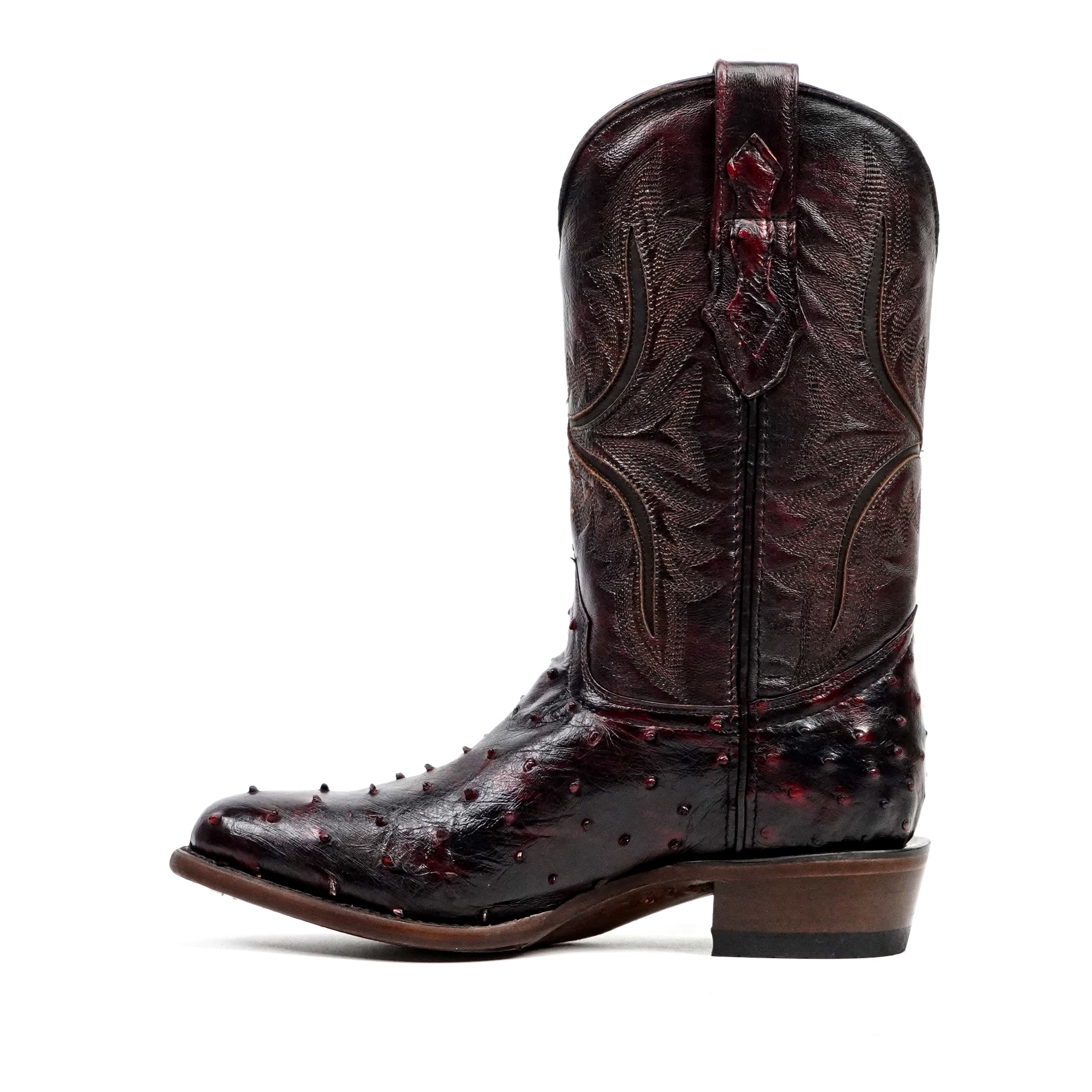 Botas Austin Ostrich - Cereza Negra - Punta Redonda (AV230)