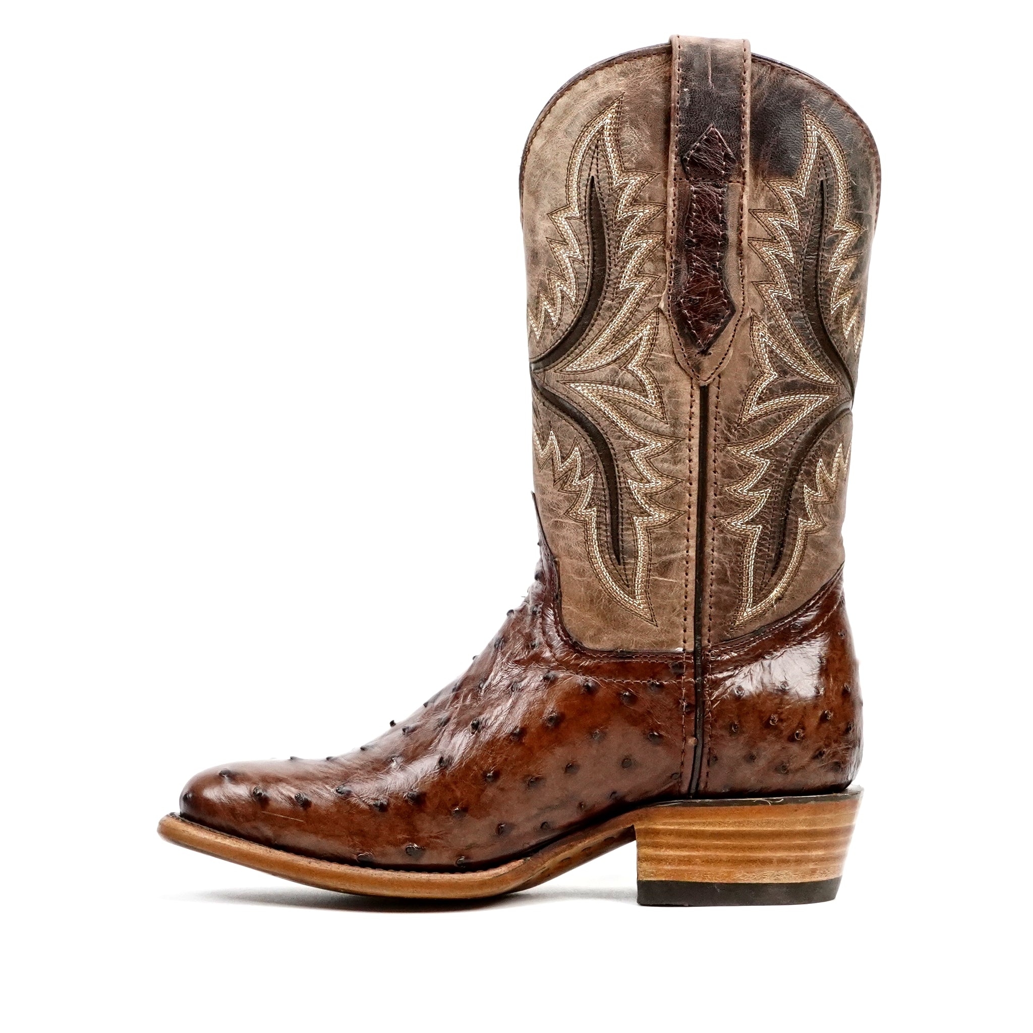 Botas Austin de Avestruz - Tabaco - Punta Redonda (AV230)