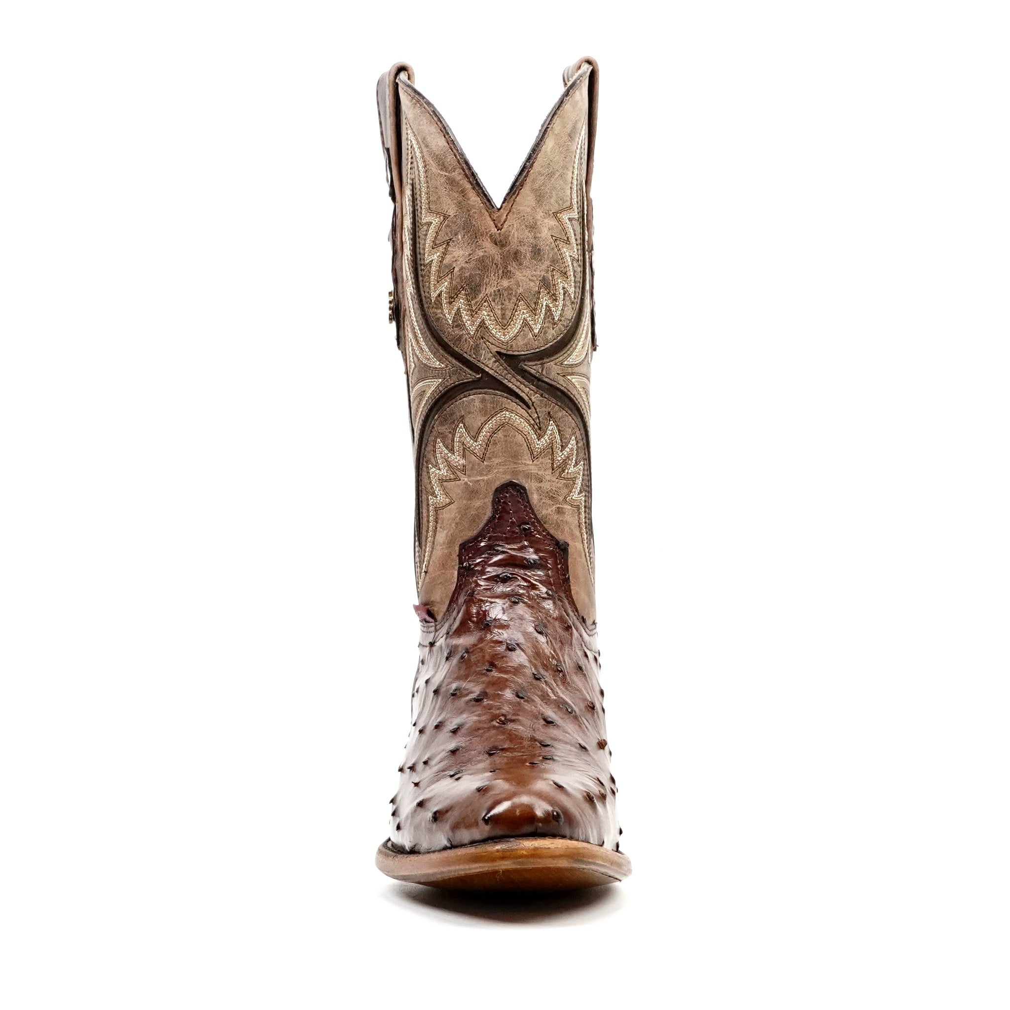 Botas Austin de Avestruz - Tabaco - Punta Redonda (AV230)