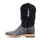 Botas de Piel de Avestruz Austin - Azul Vaquero - Punta Cuadrada (PA501)